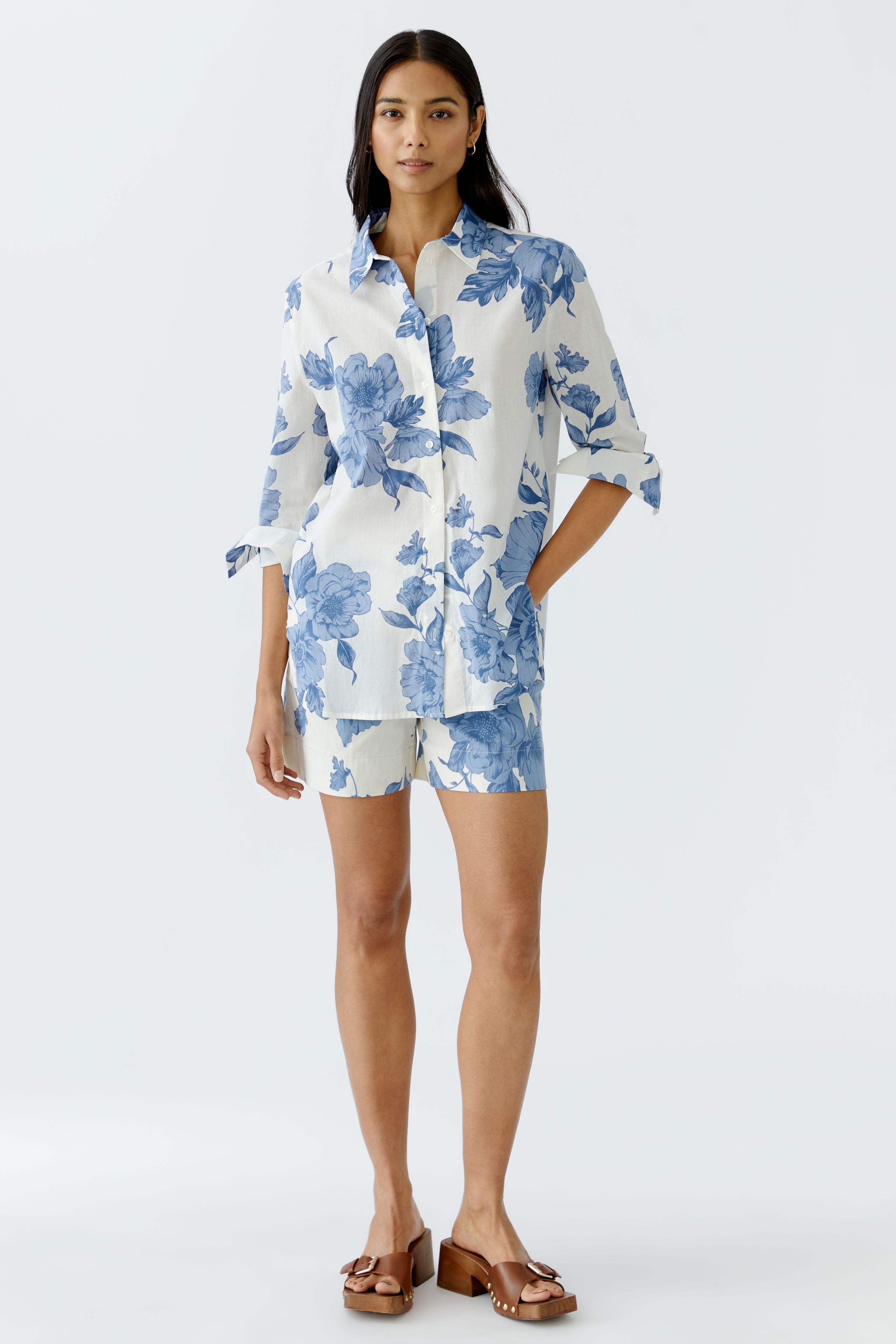 Blue Floral Print Shirt - 92934