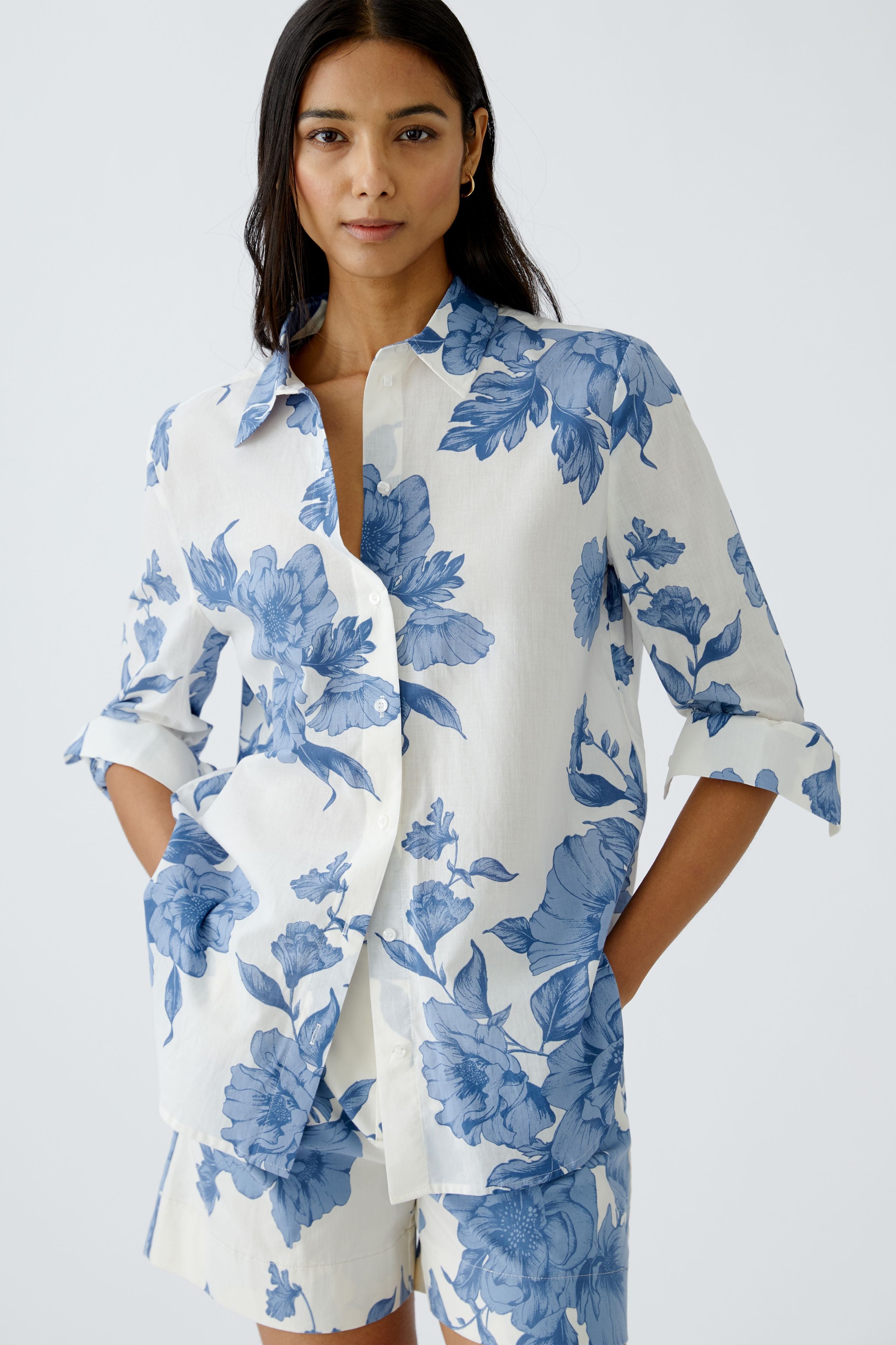 Blue Floral Print Shirt - 92934
