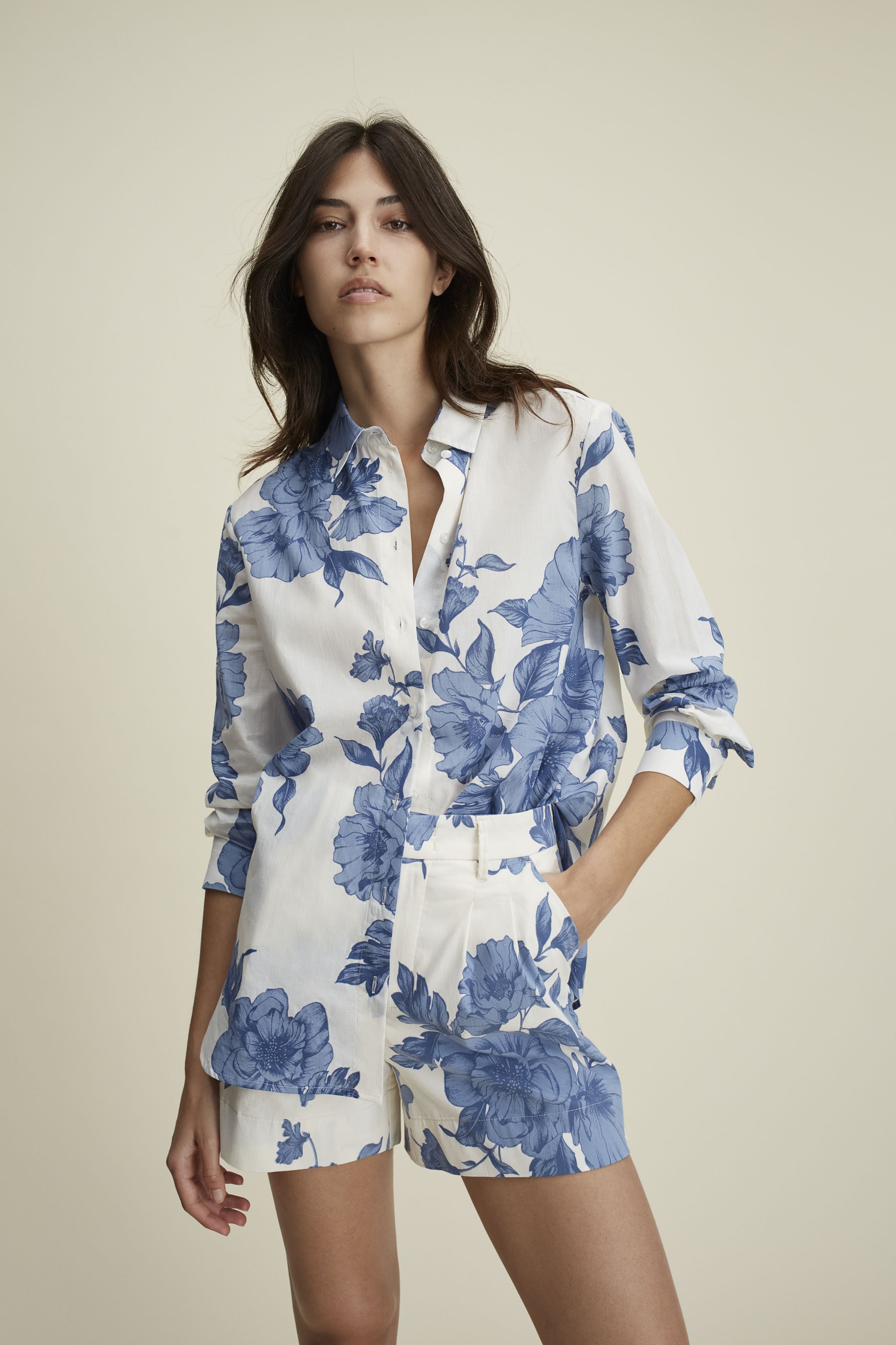 Blue Floral Print Shirt - 92934