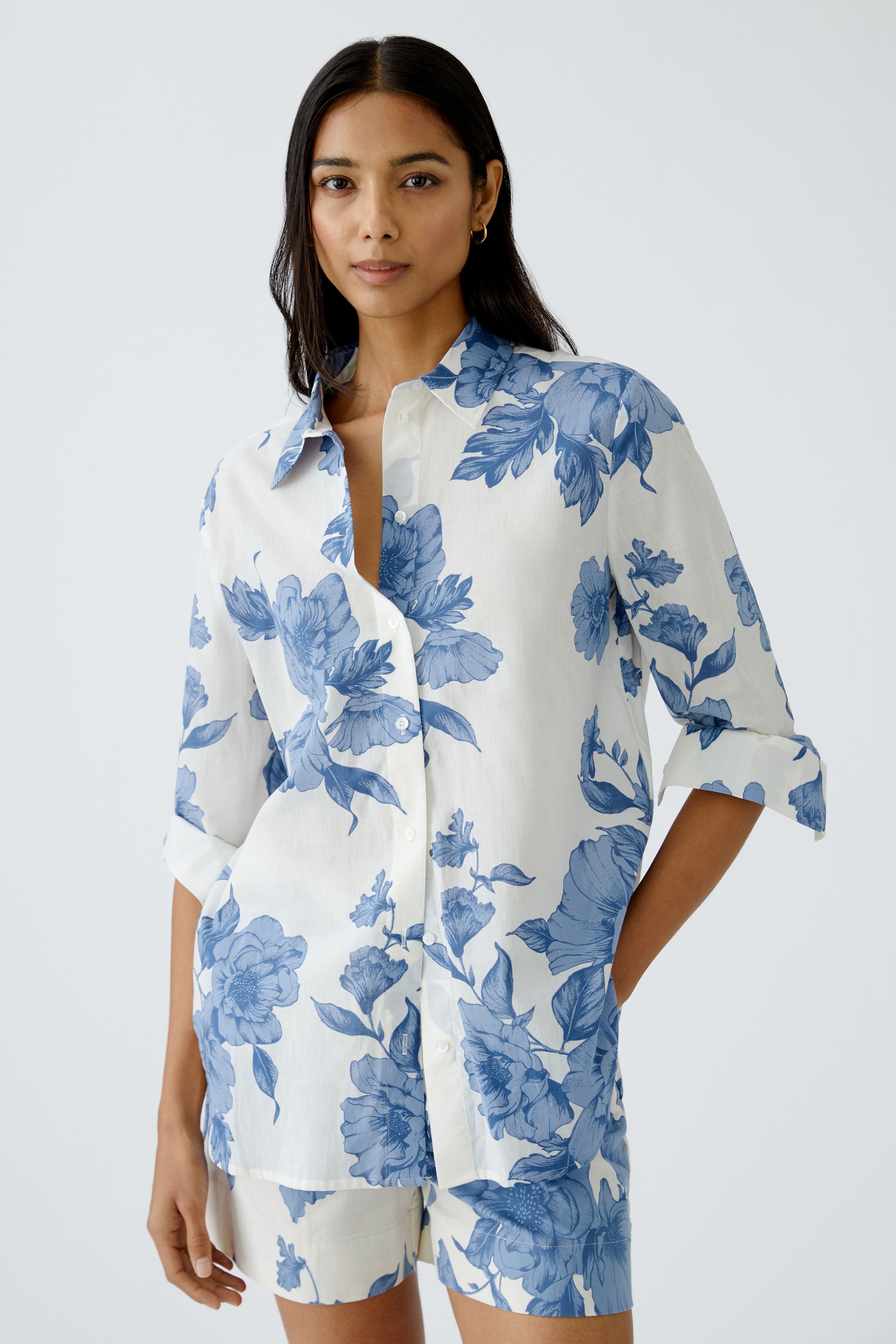 Blue Floral Print Shirt - 92934