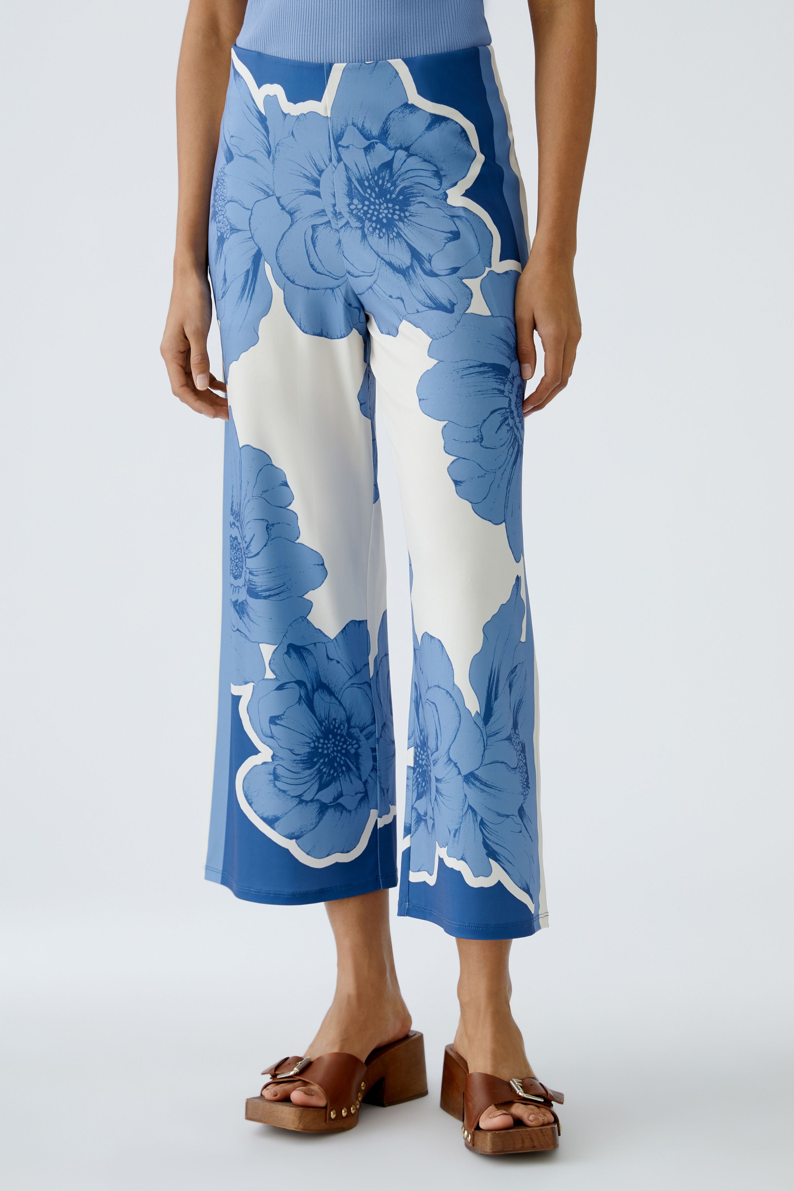 Blue Floral Print Trousers - 93013