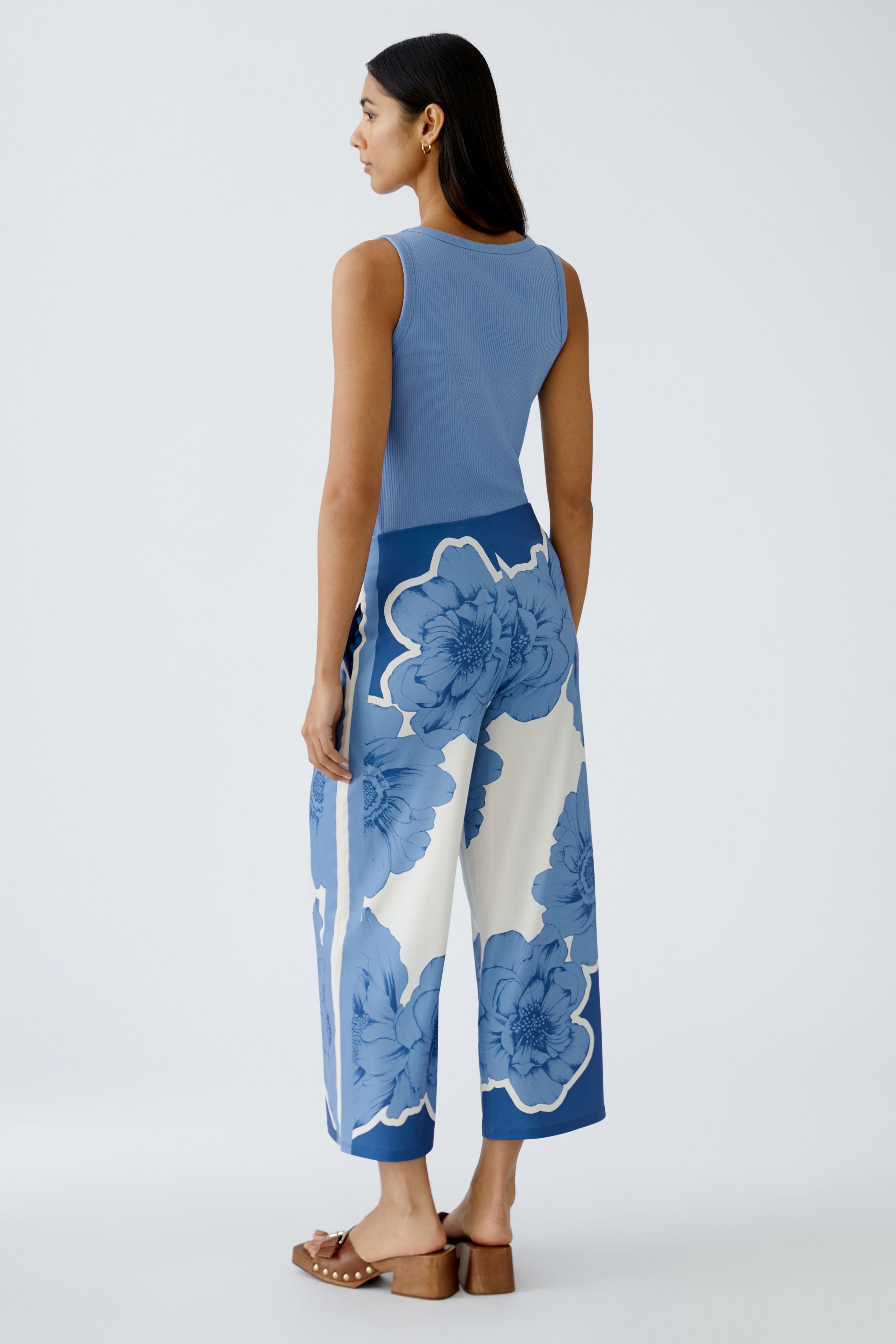 Blue Floral Print Trousers - 93013