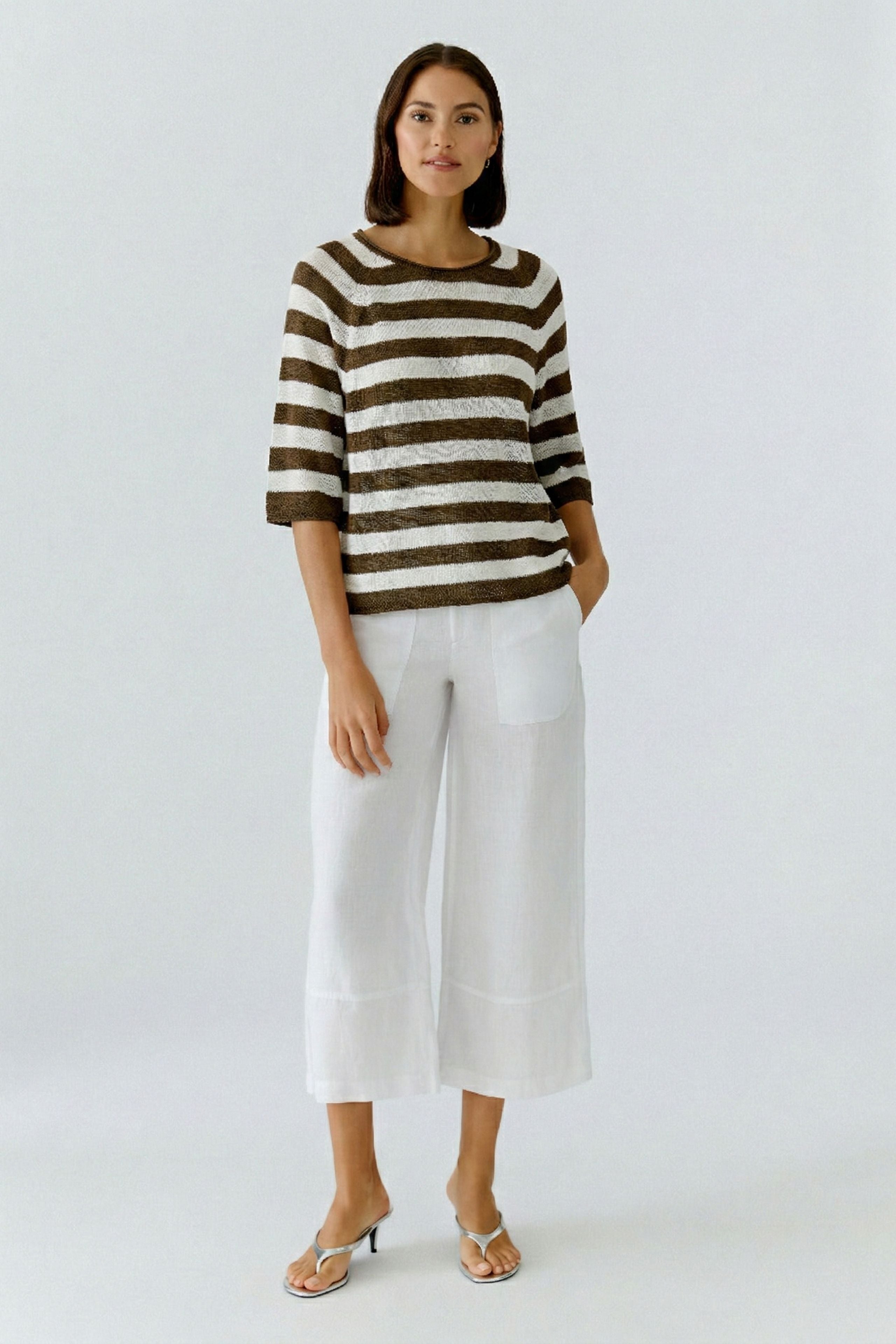 Dark Brown Striped Sweater - 97418