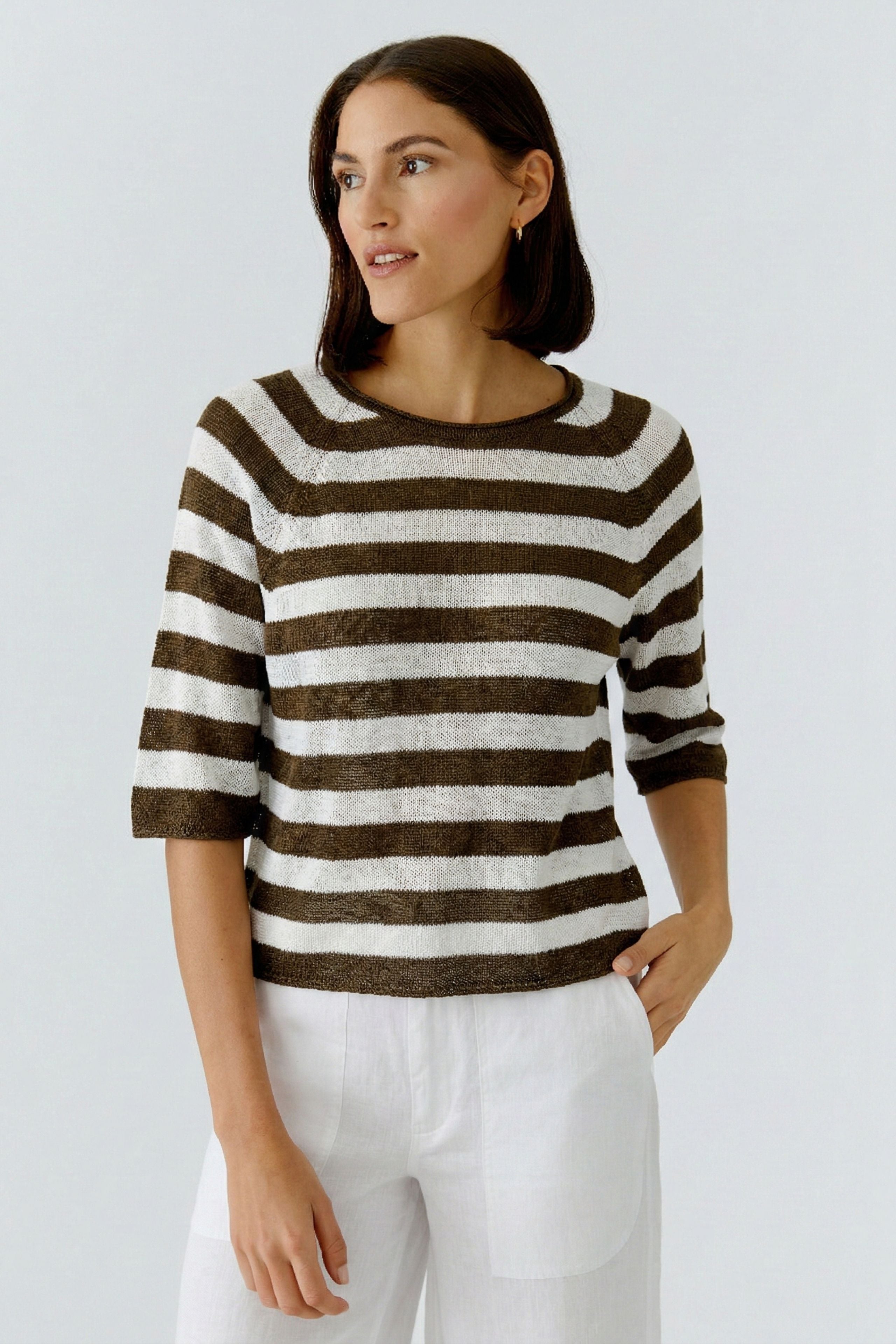 Dark Brown Striped Sweater - 97418