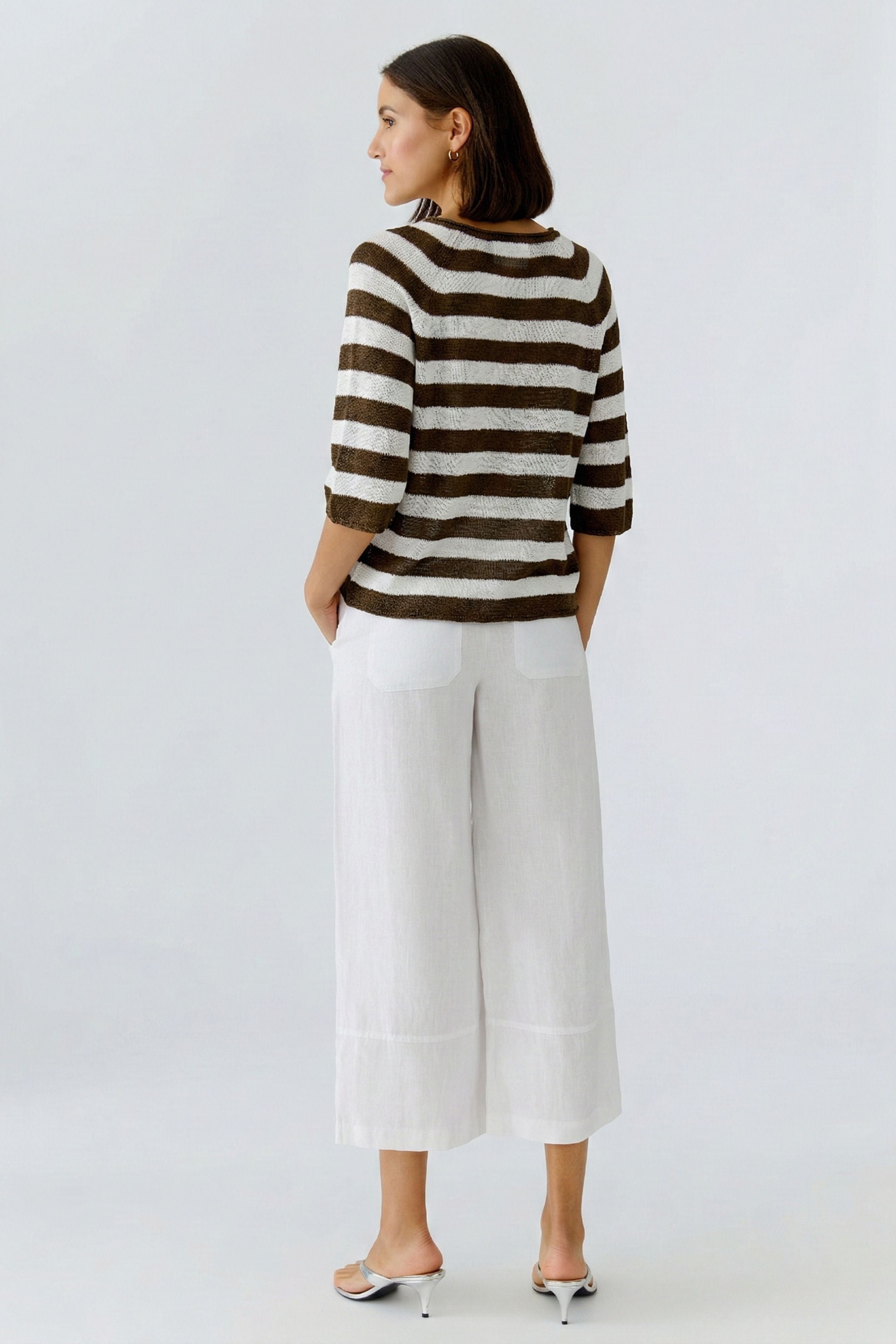 Dark Brown Striped Sweater - 97418