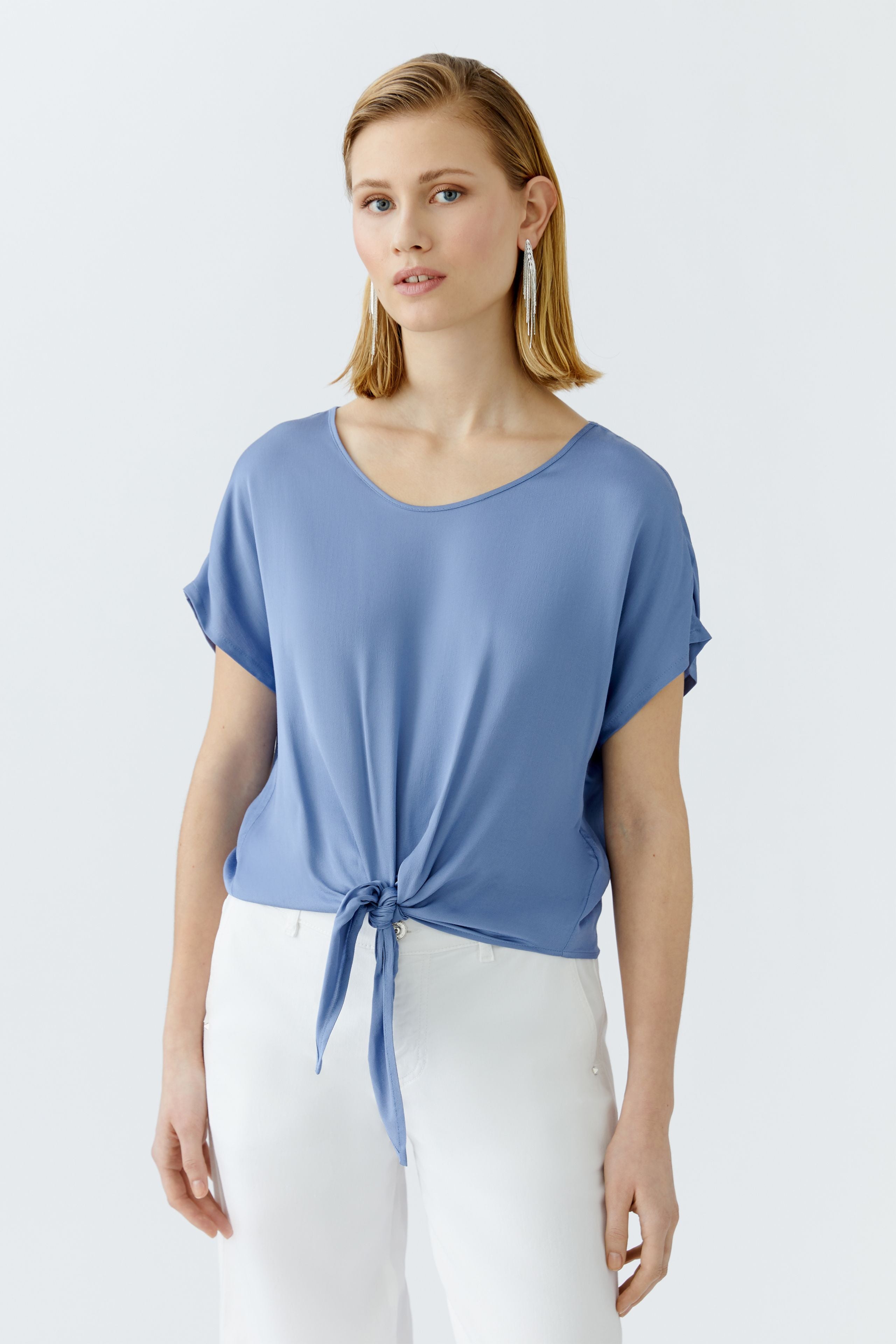 Blue Tie Front Blouse - 93412