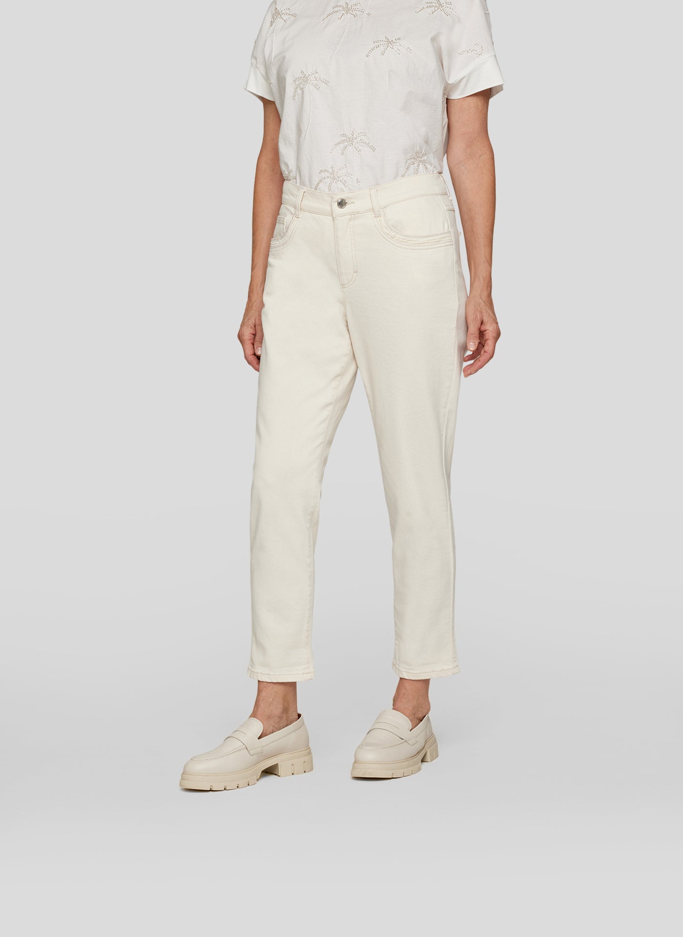 Ivory Ankle Grazer Jeans - 224153