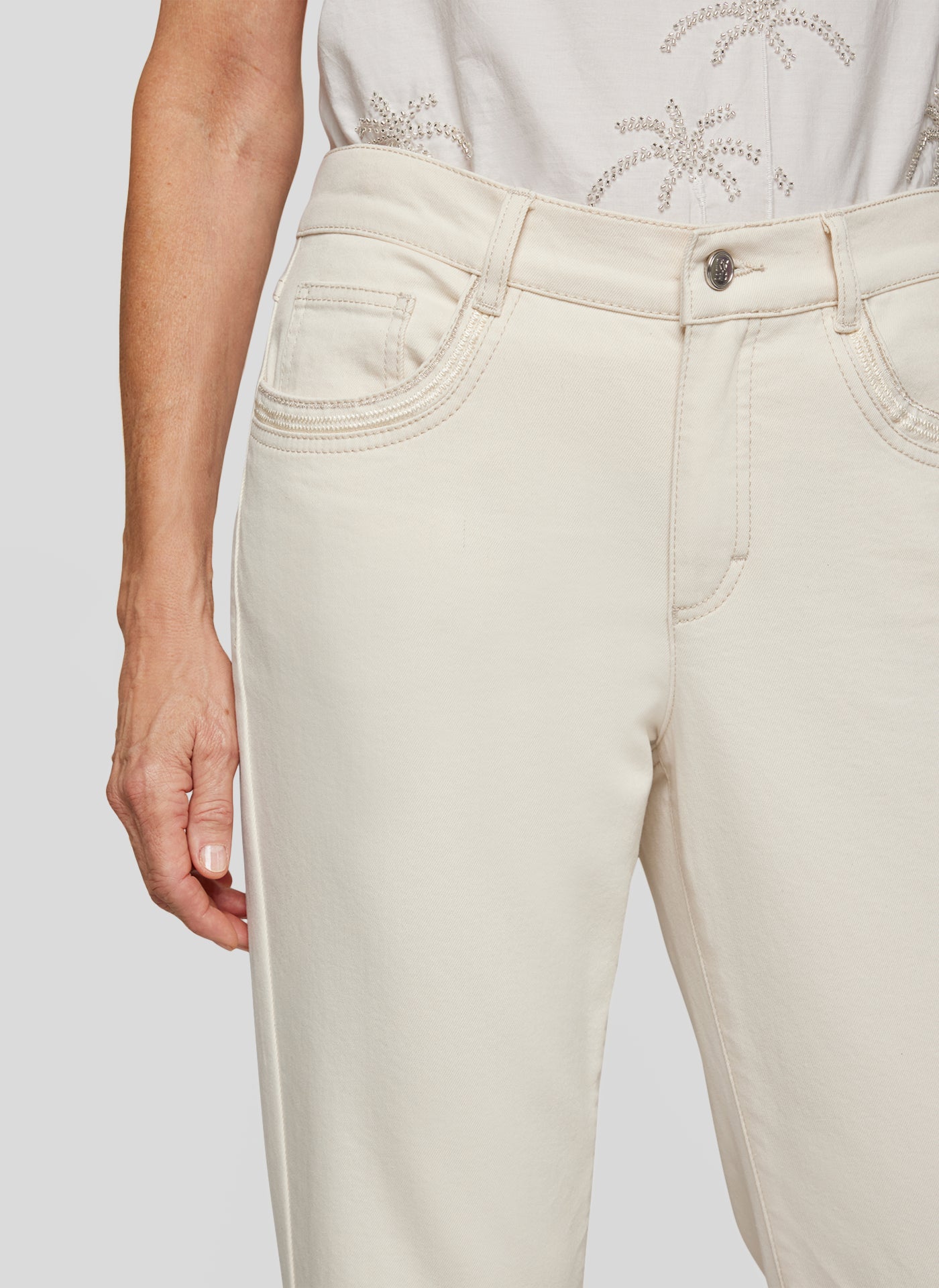 Ivory Ankle Grazer Jeans - 224153
