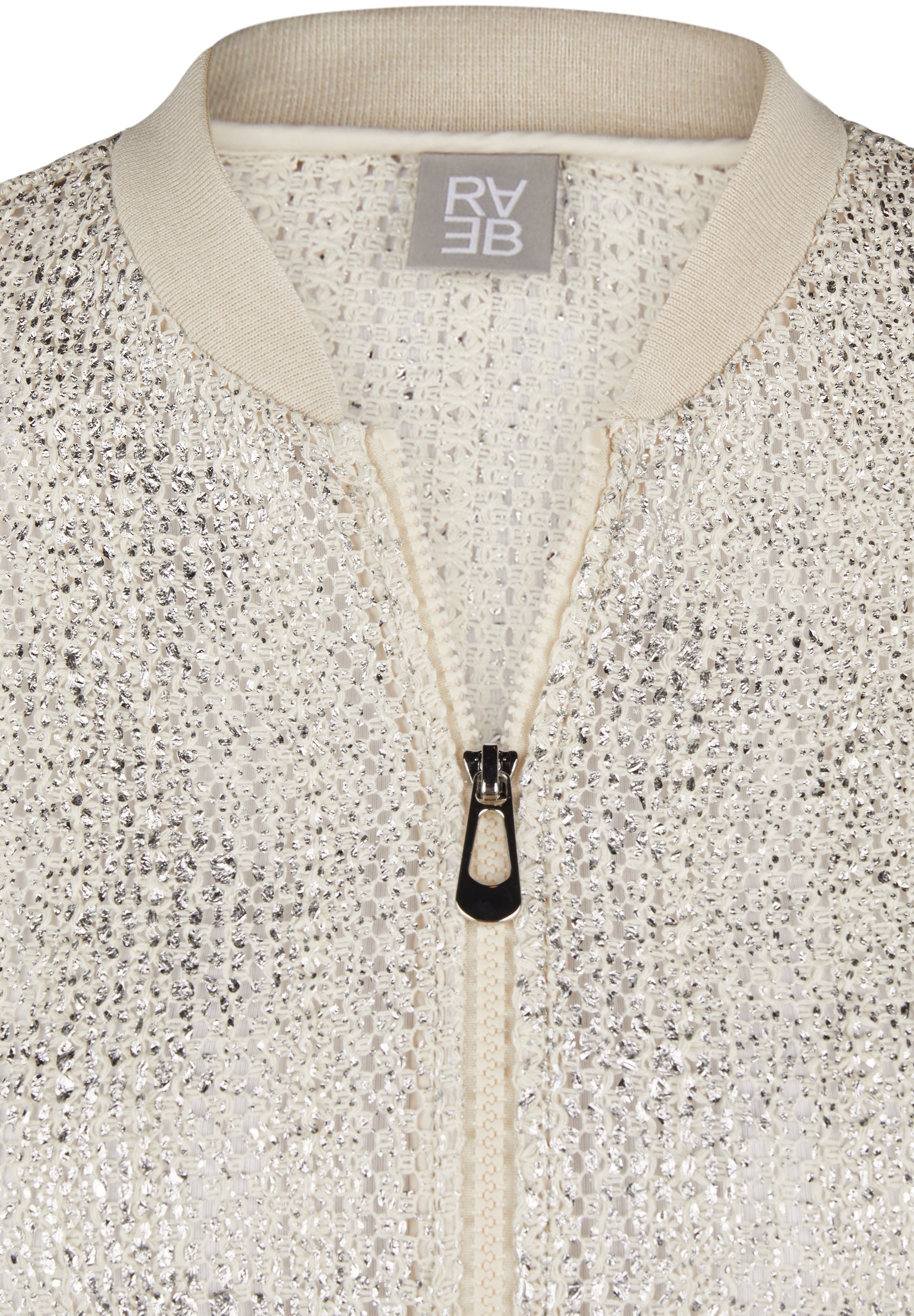 Ivory Metallic Knit Zip Jacket - 224221