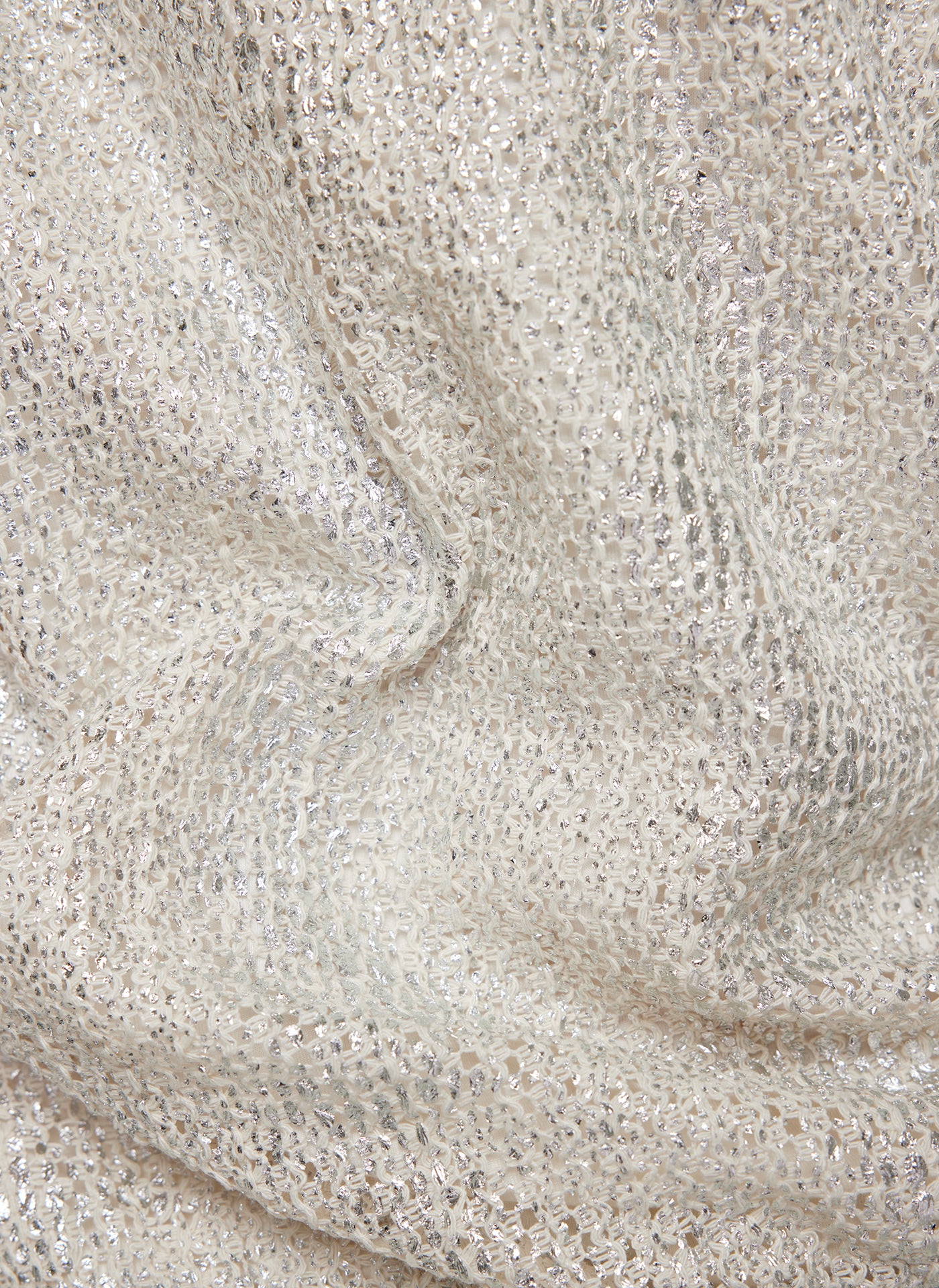 Ivory Metallic Knit Zip Jacket - 224221