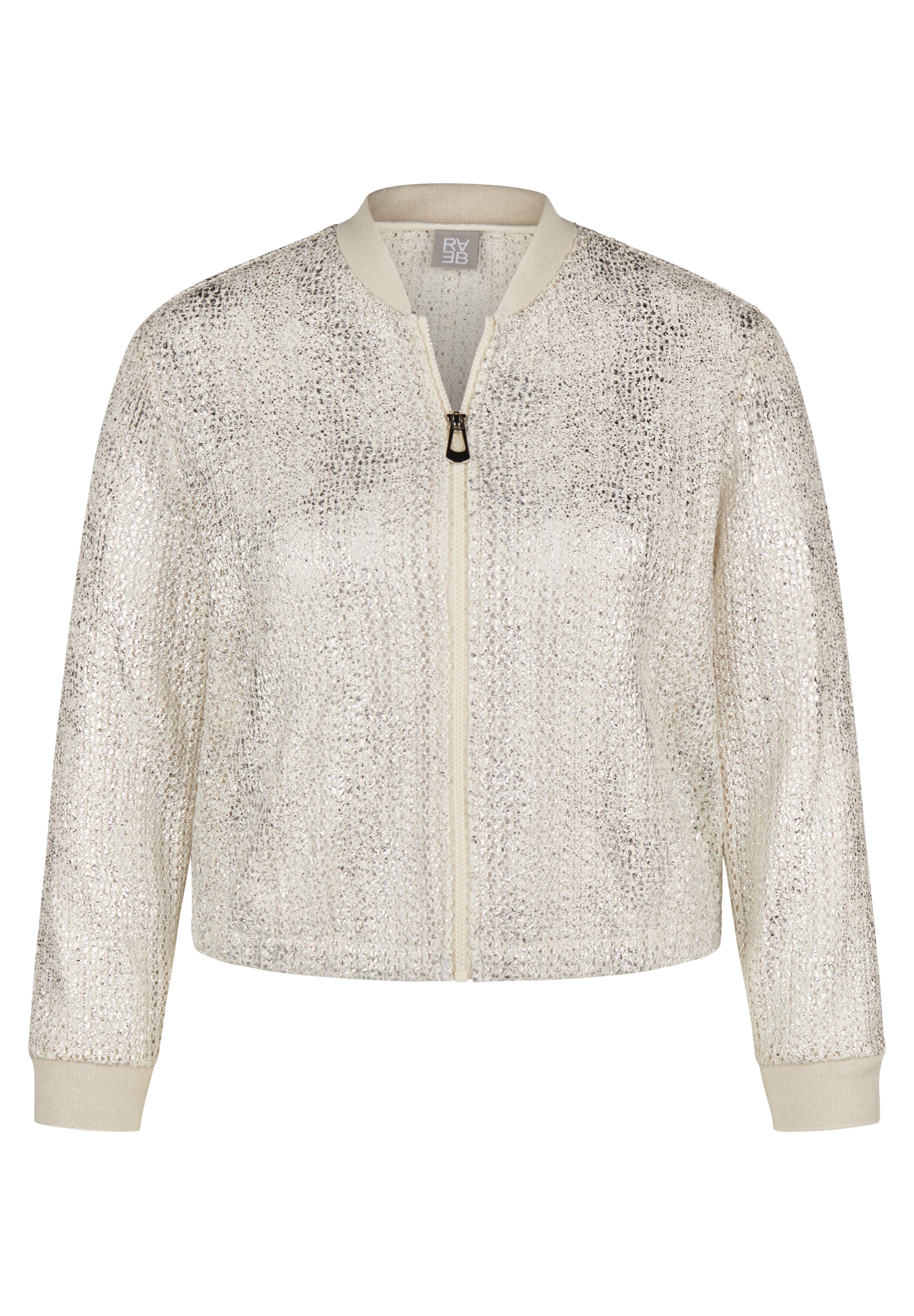 Ivory Metallic Knit Zip Jacket - 224221