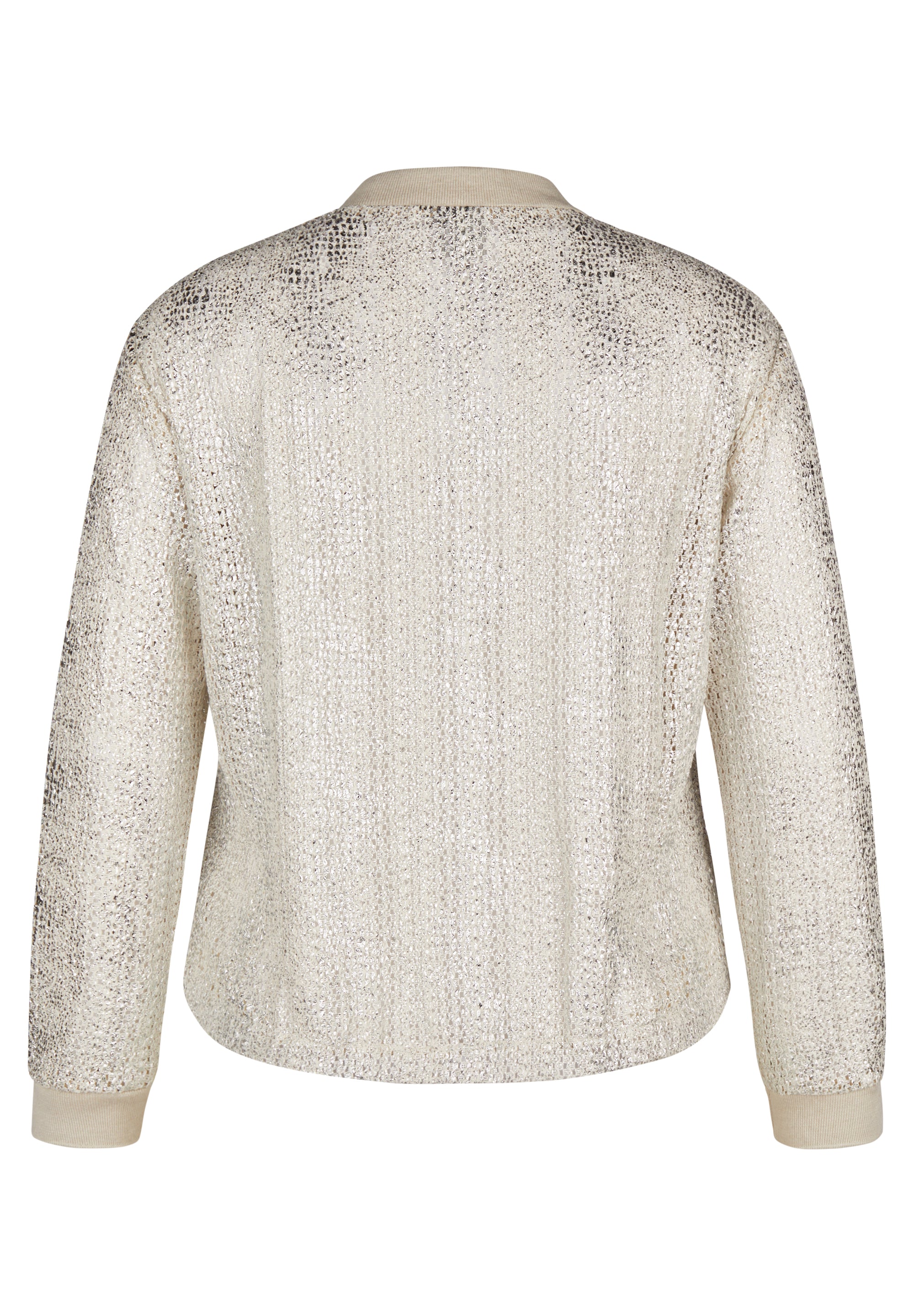 Ivory Metallic Knit Zip Jacket - 224221