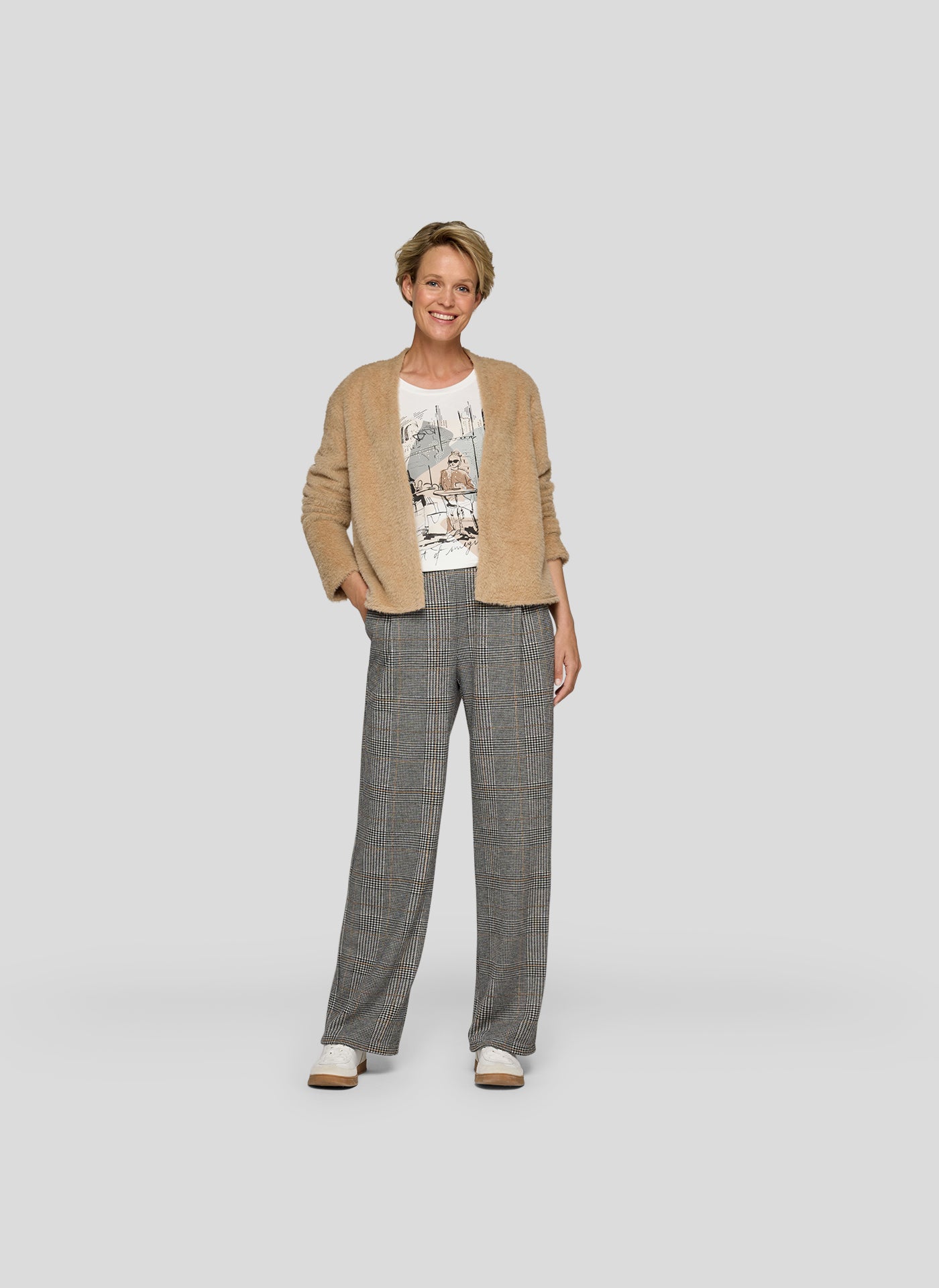 Off White Front Print Top - 221353