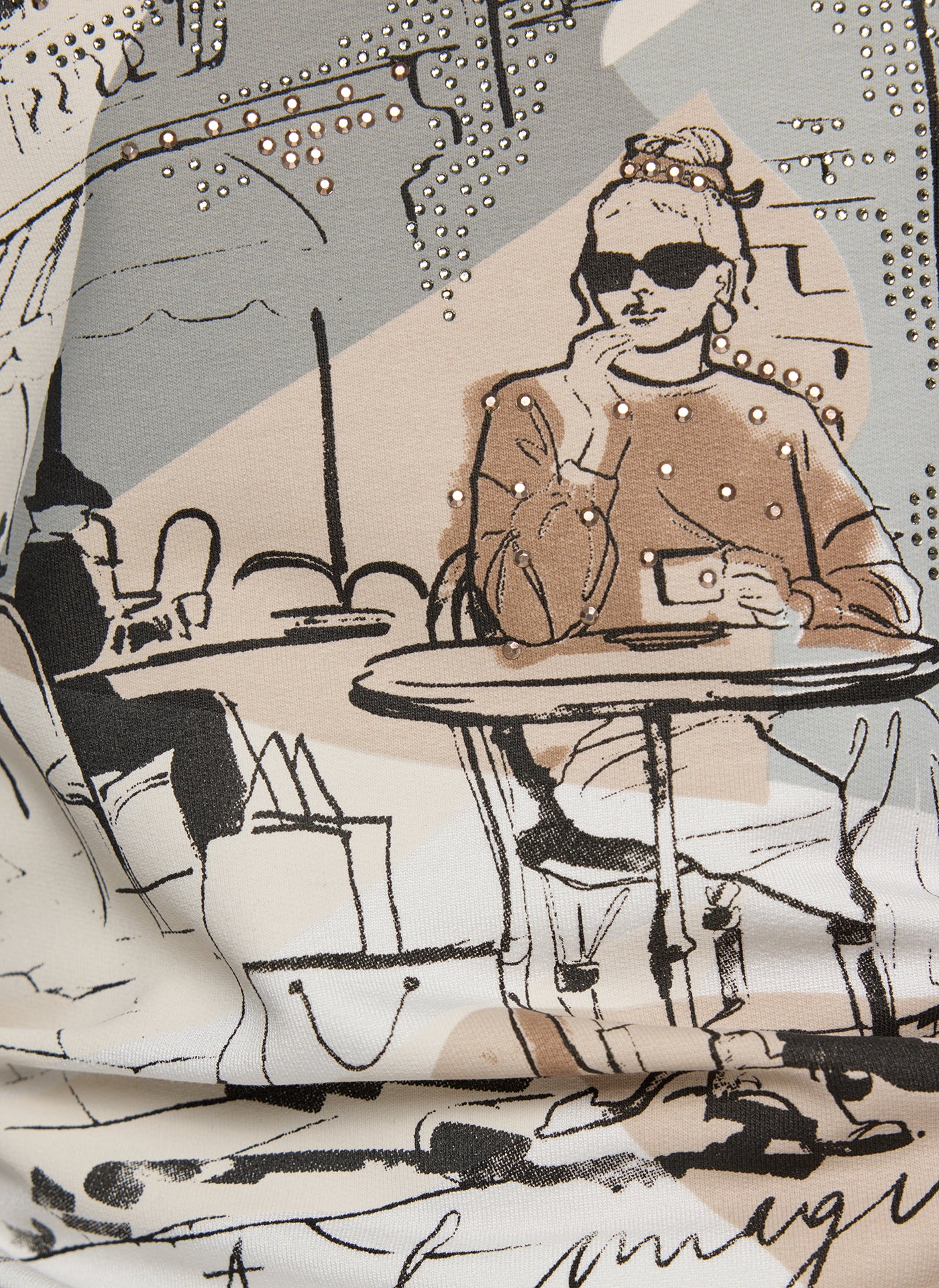 Off White Front Print Top - 221353