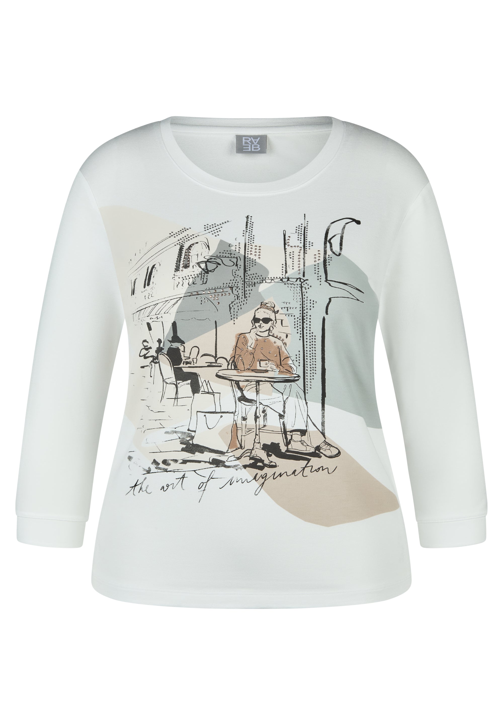 Off White Front Print Top - 221353