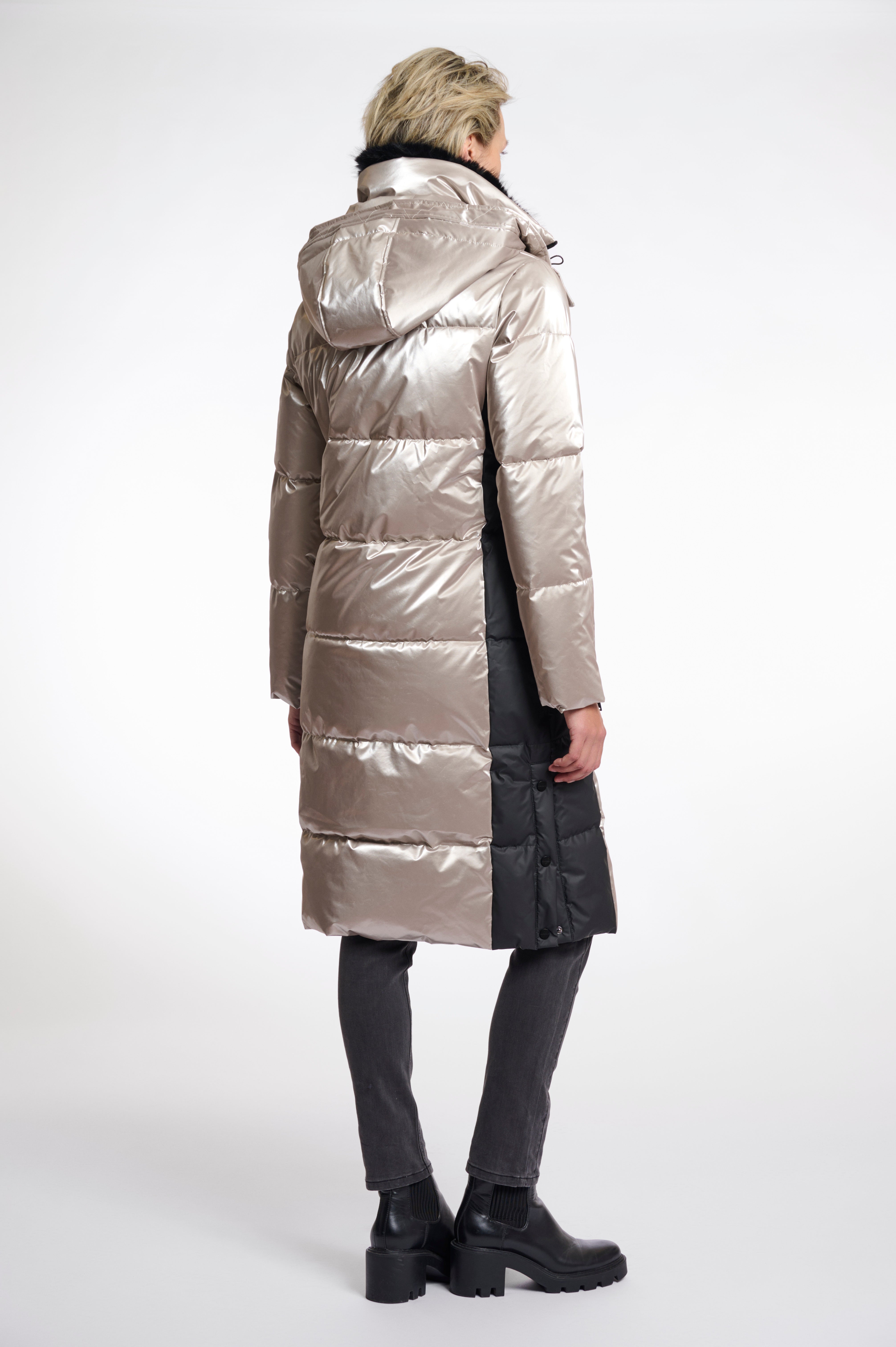 Ciara Ice Grey Metallic Padded Coat