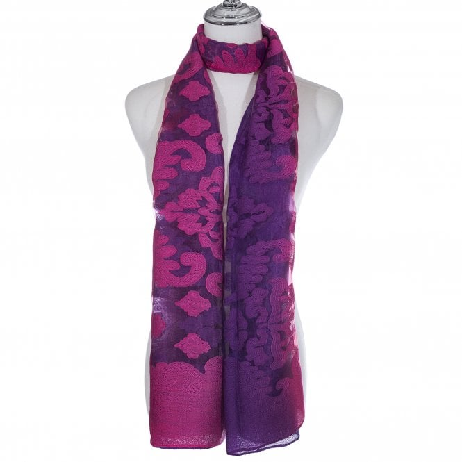 Purple/Pink Burn Out Scarf - SC1198