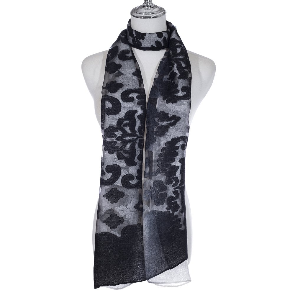 Black/White Burn Out Scarf - SC1200