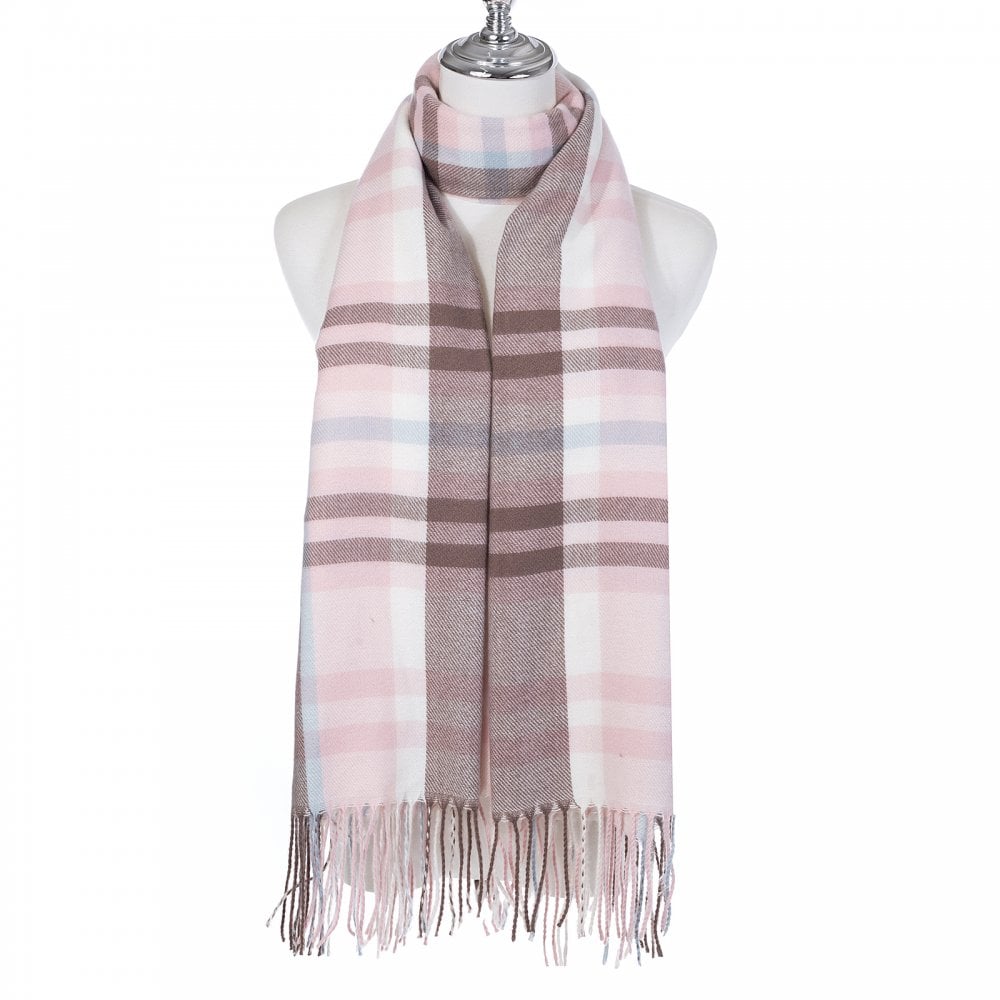 Shop Parklane Pale Pink Check Scarf SC1391 Vanity Fair