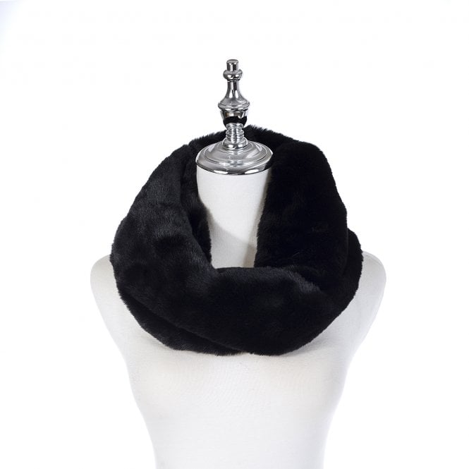 Black Faux Fur Ring Scarf - SC1438
