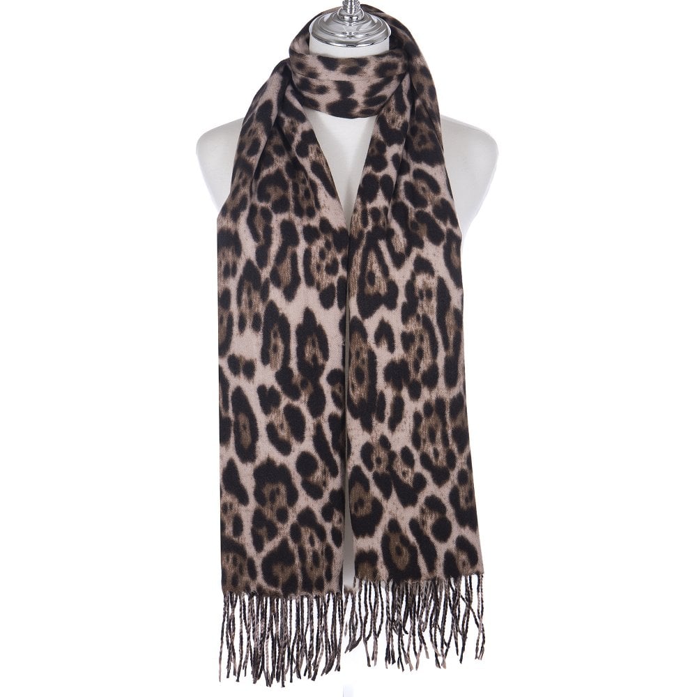 Cream Leopard Print Scarf - SC829
