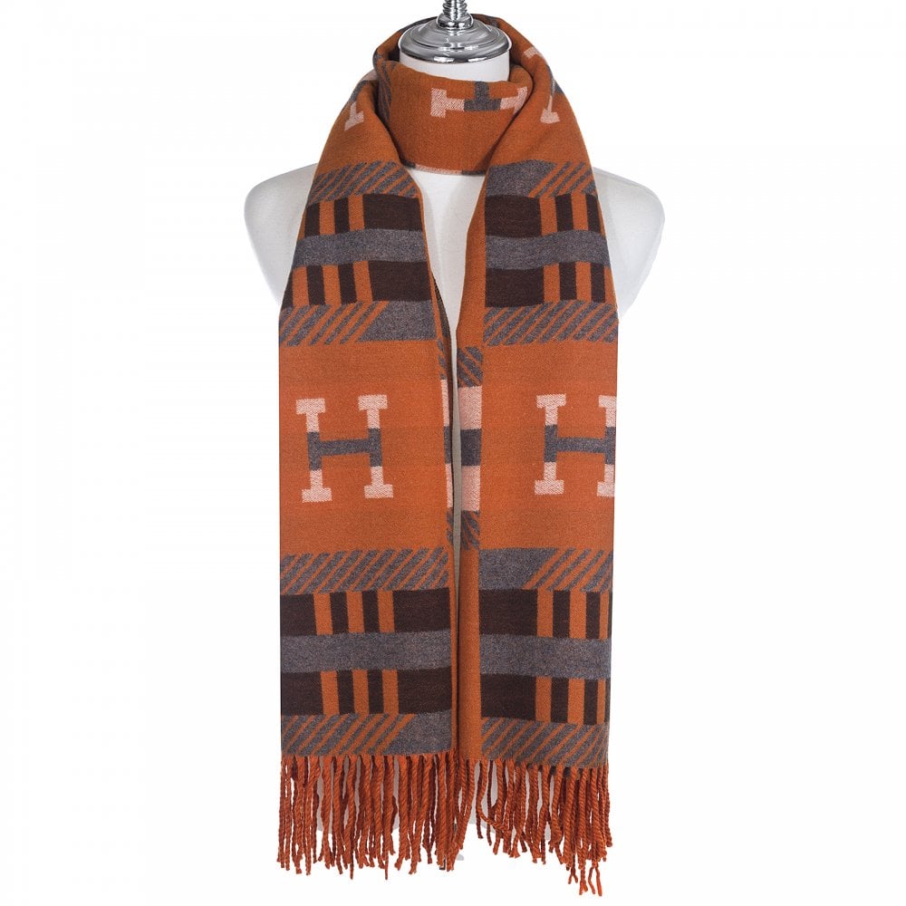 Orange & Grey H Scarf - SC929