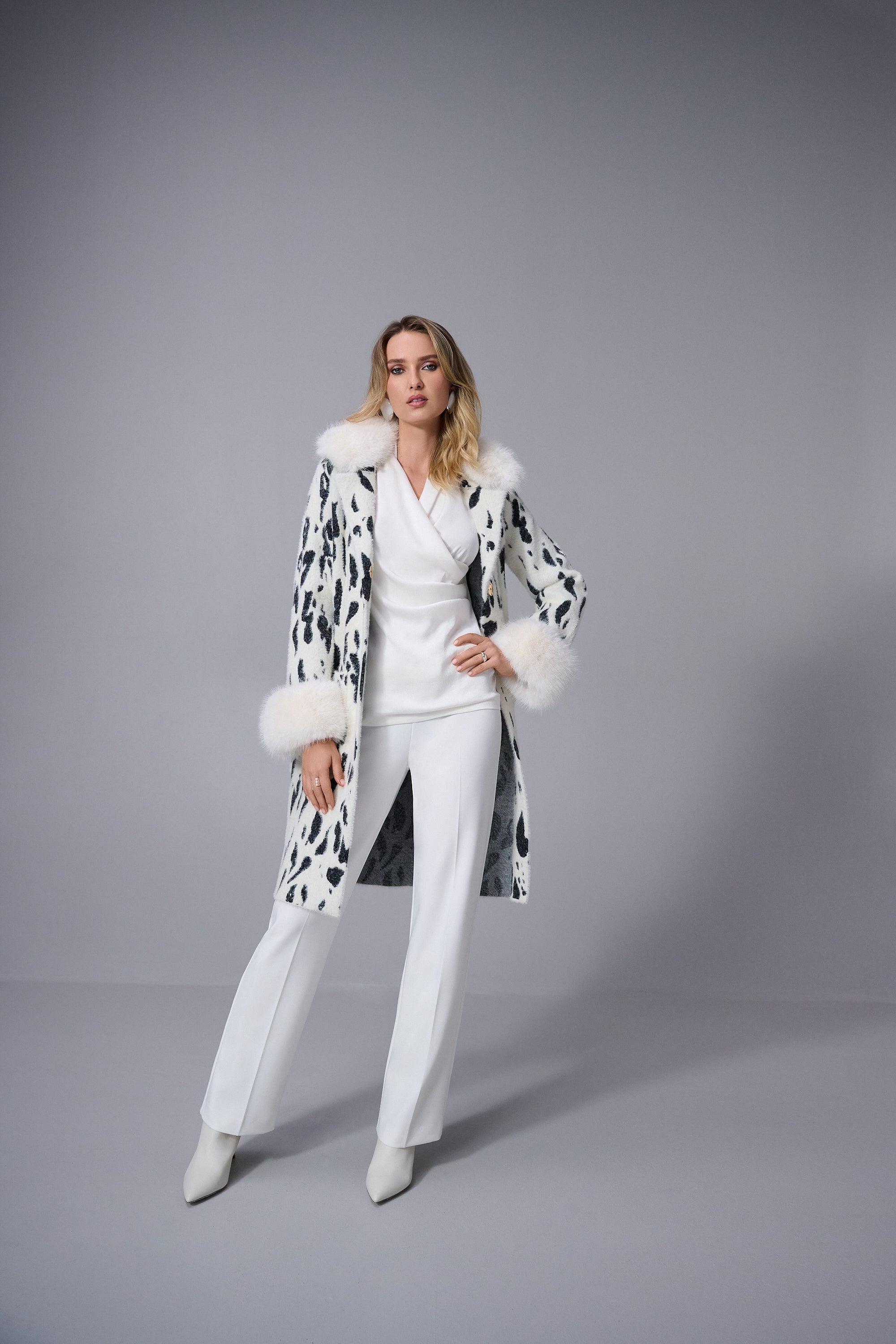 Winter White Animal Print Coat - 253904