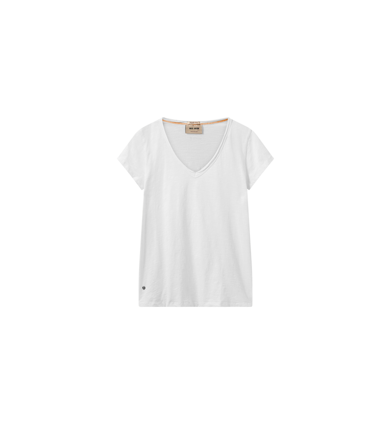 White Tulli V Neck T-Shirt - 160920