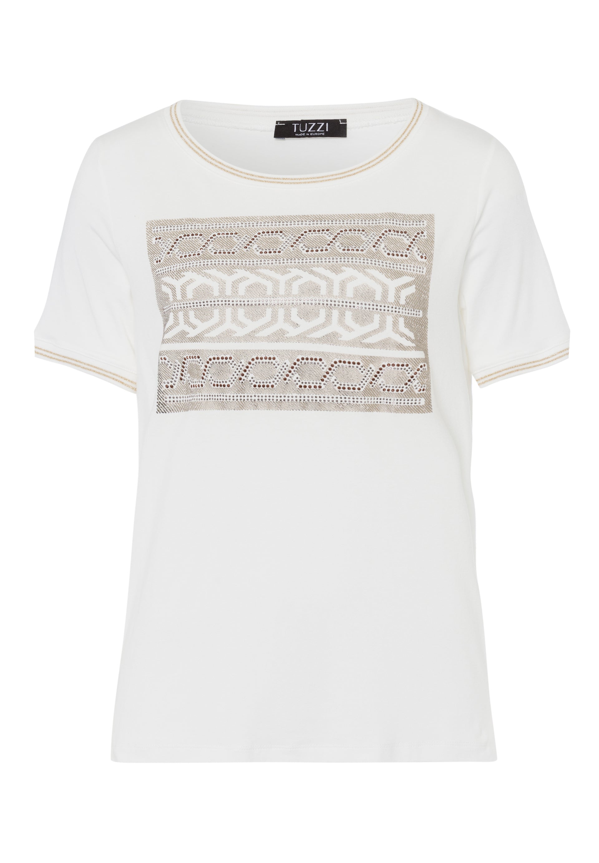 Ecru Metallic Print Top - 412453