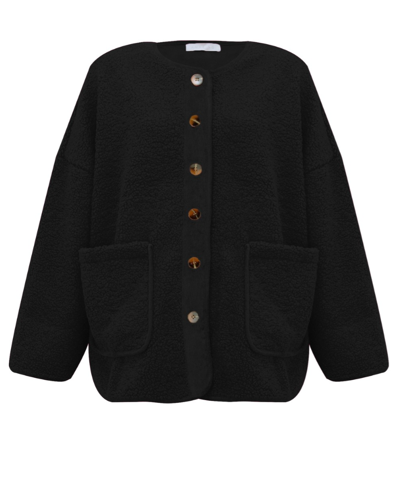 Teddy Black Oversize Borg Jacket