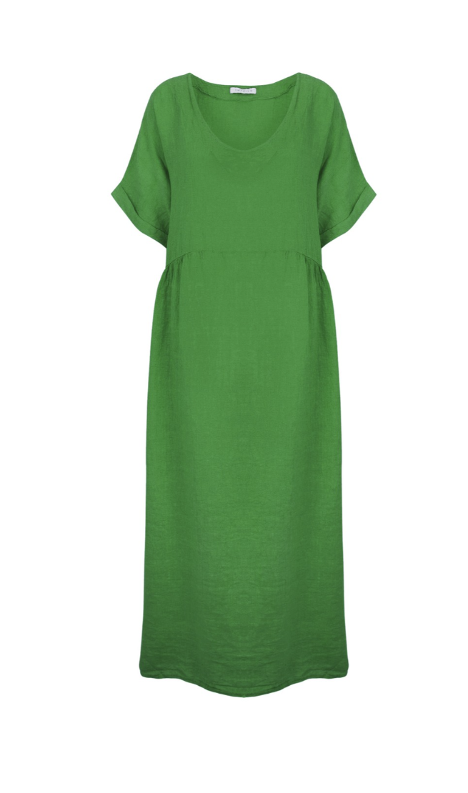 Tesa Verde Midi Linen Dress