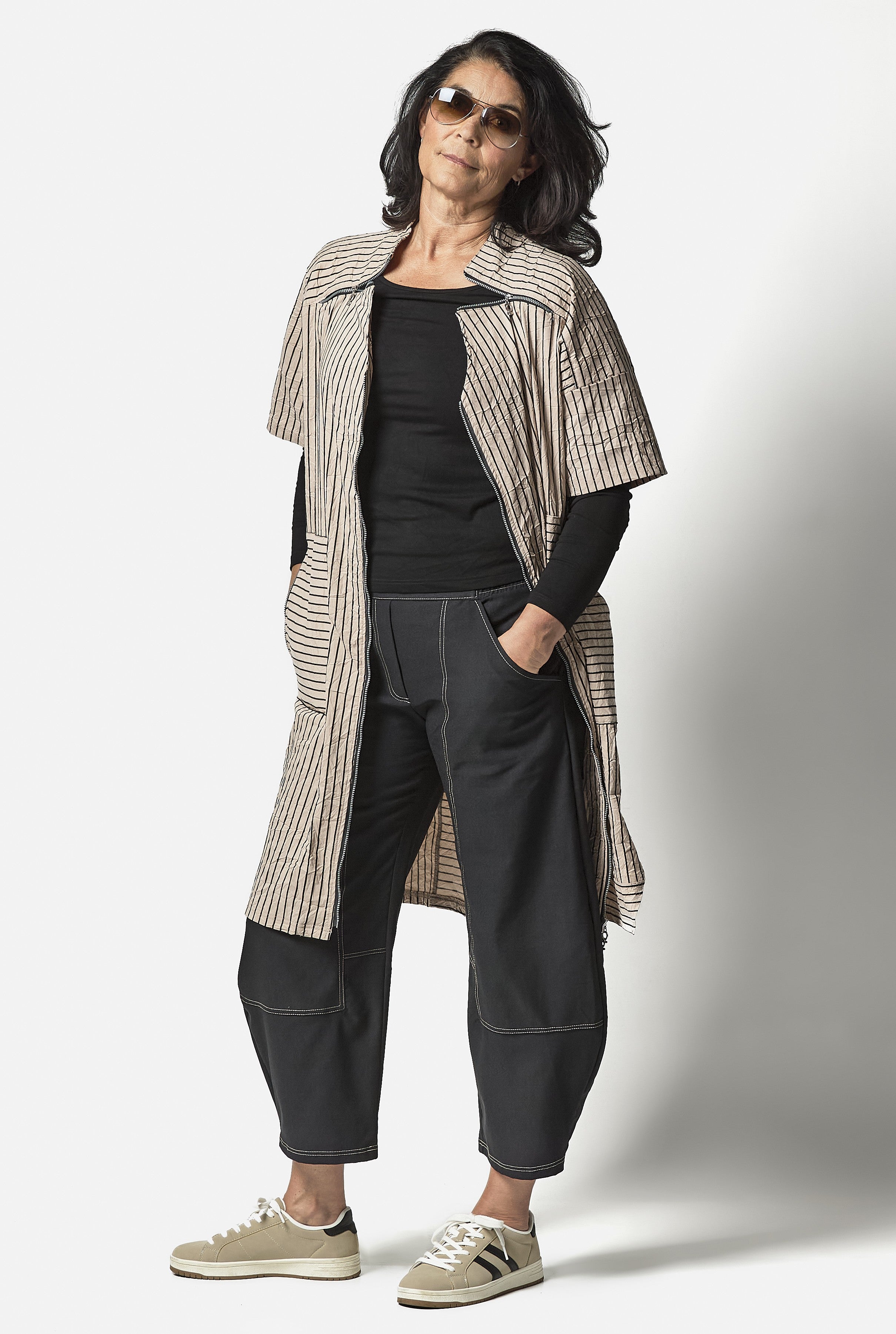 Crincle Sand Stripe Dress - 2118