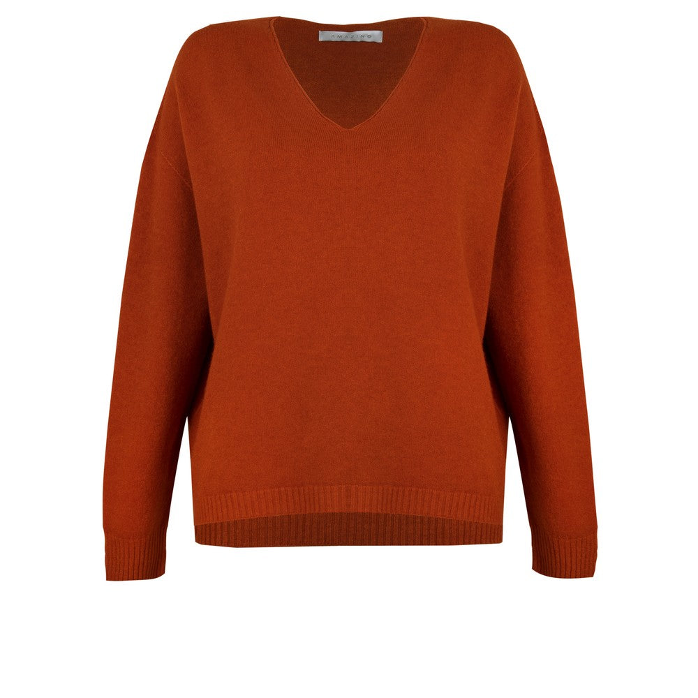 Zilpah Burnt Orange V Neck