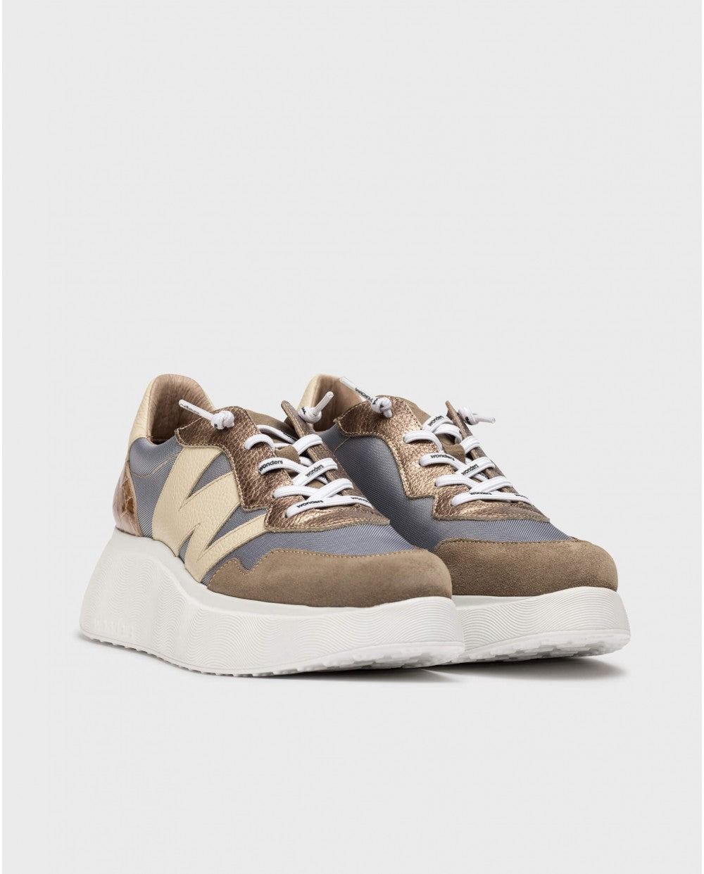 Taupe & Cream Trainers - A-3631