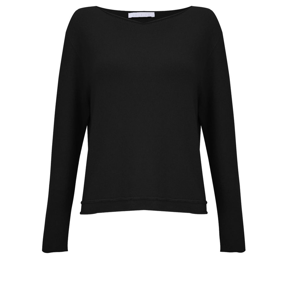 Chloe Black Roll Hem Sweater