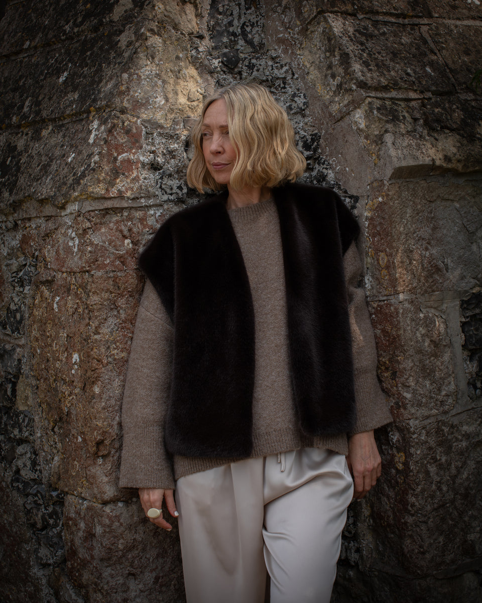 Claire Rich Cocoa Faux Fur Gilet