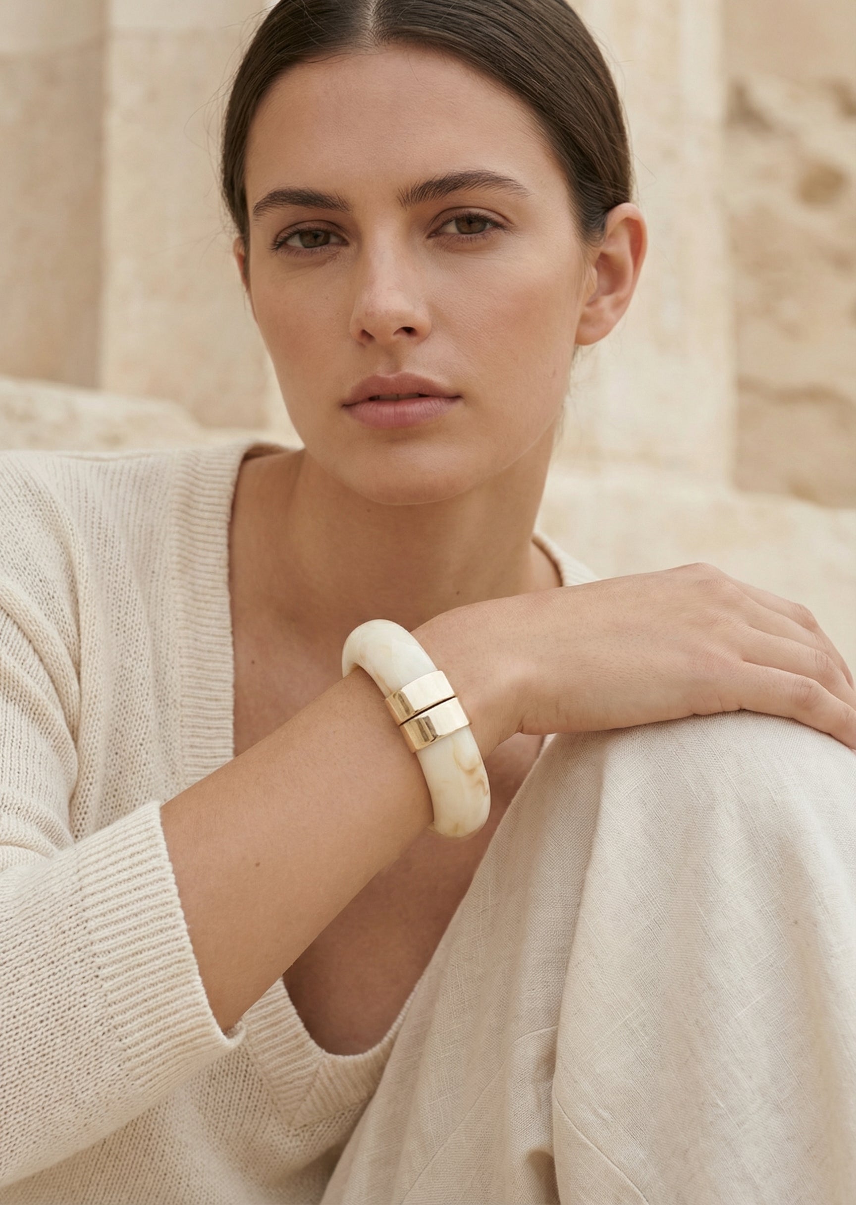 Cream Resin Bangle - 4716