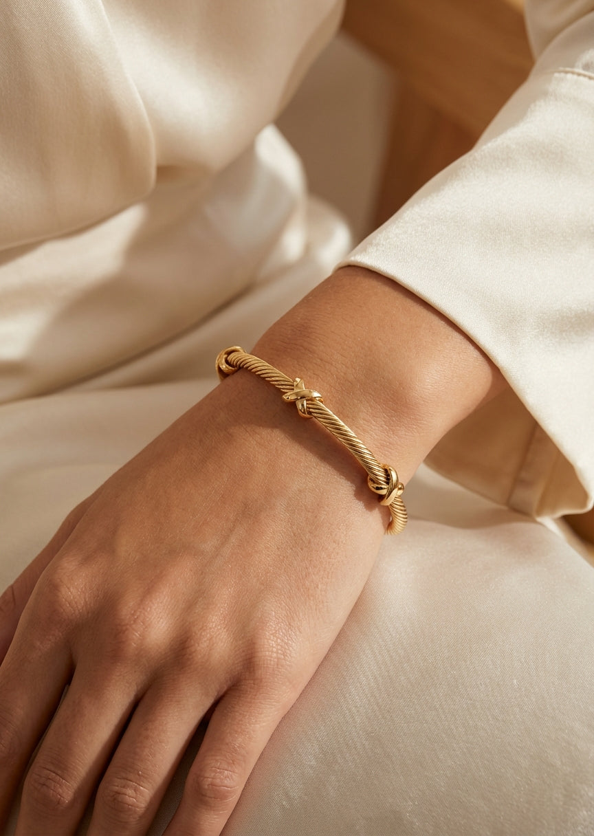 Gold Textured Bangle - 4341