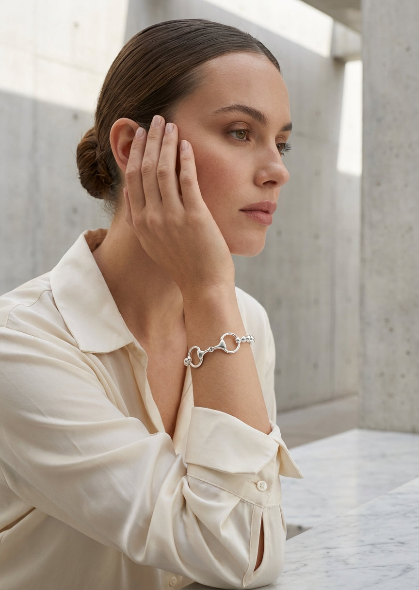 Silver Horse-bit Stretch Bracelet - 4900