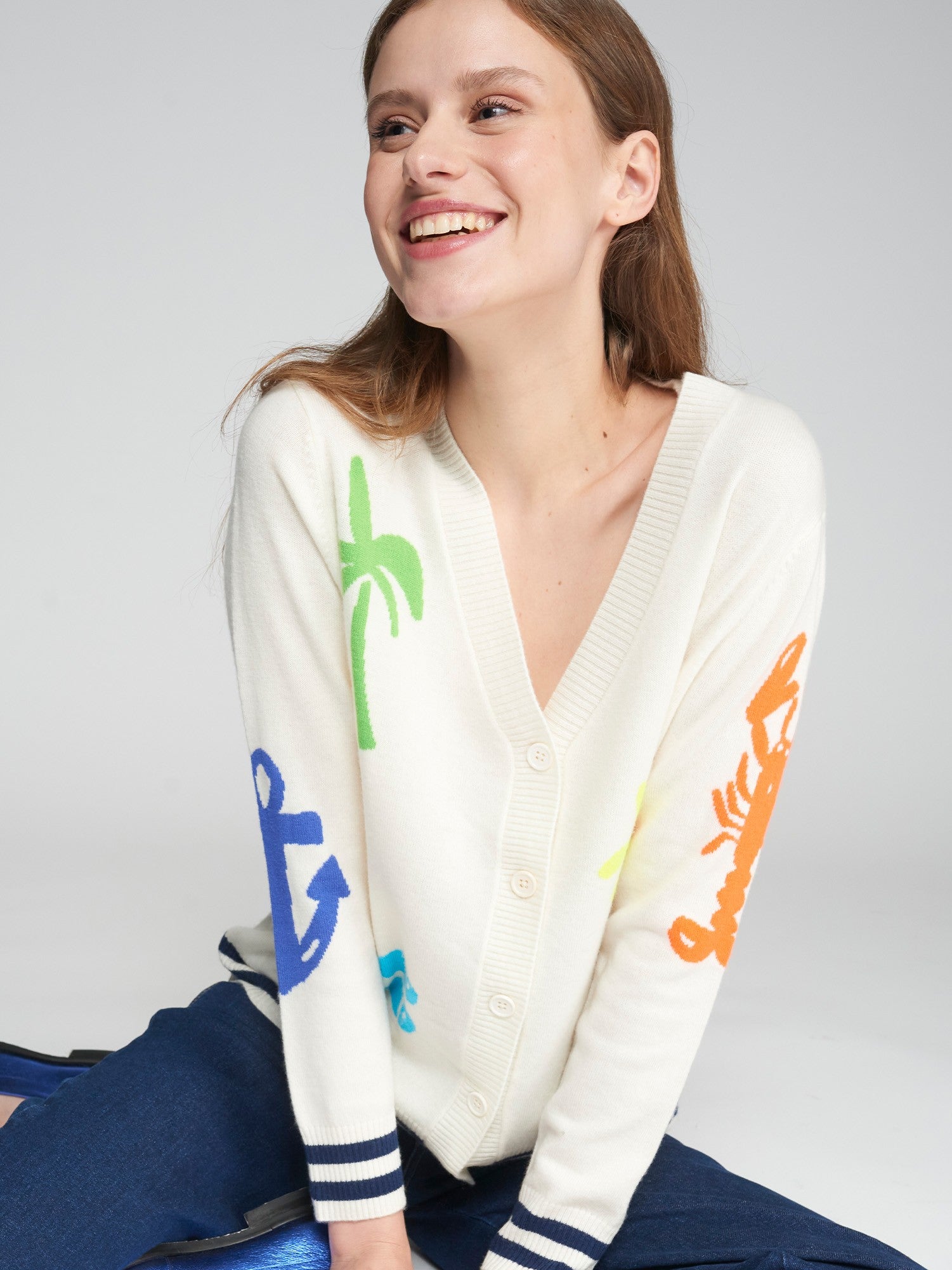 Ecru Beach Design Cardigan - 32359