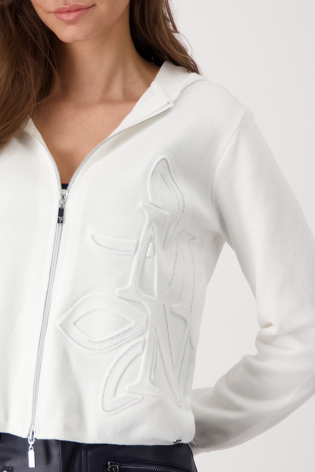 Off White Hooded Zip Jacket - 409461