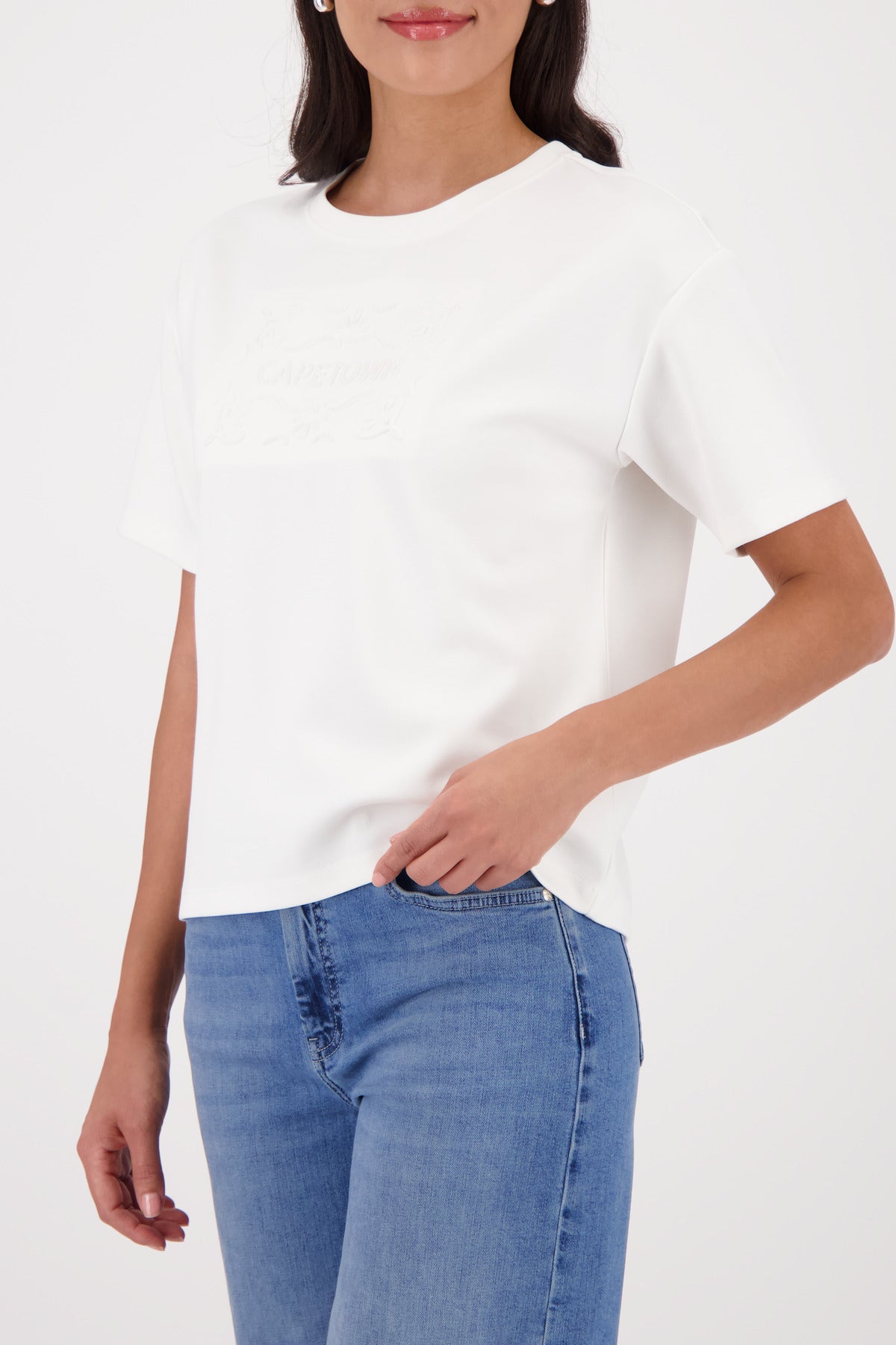 Off White Embossed T-Shirt - 410143