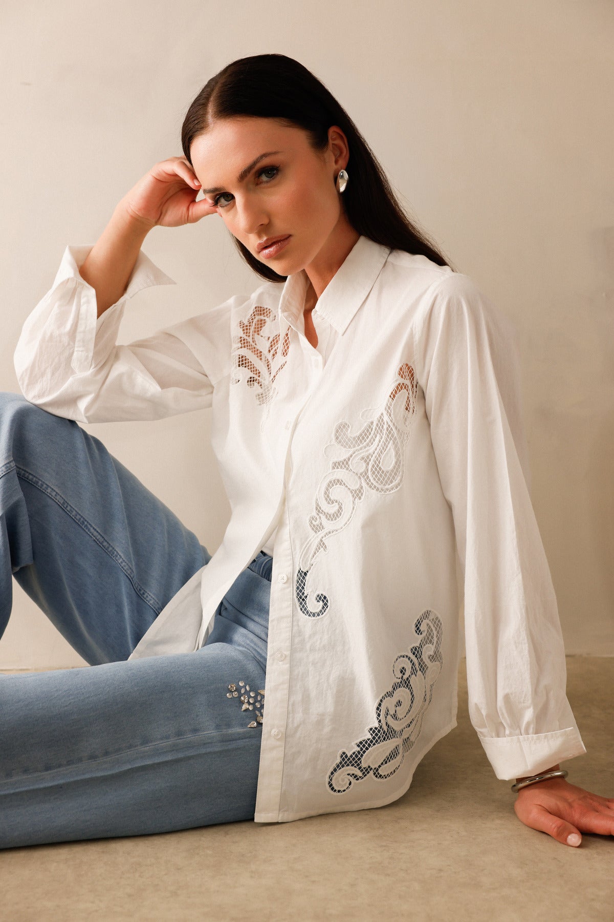 White Embroidered Shirt - 410837