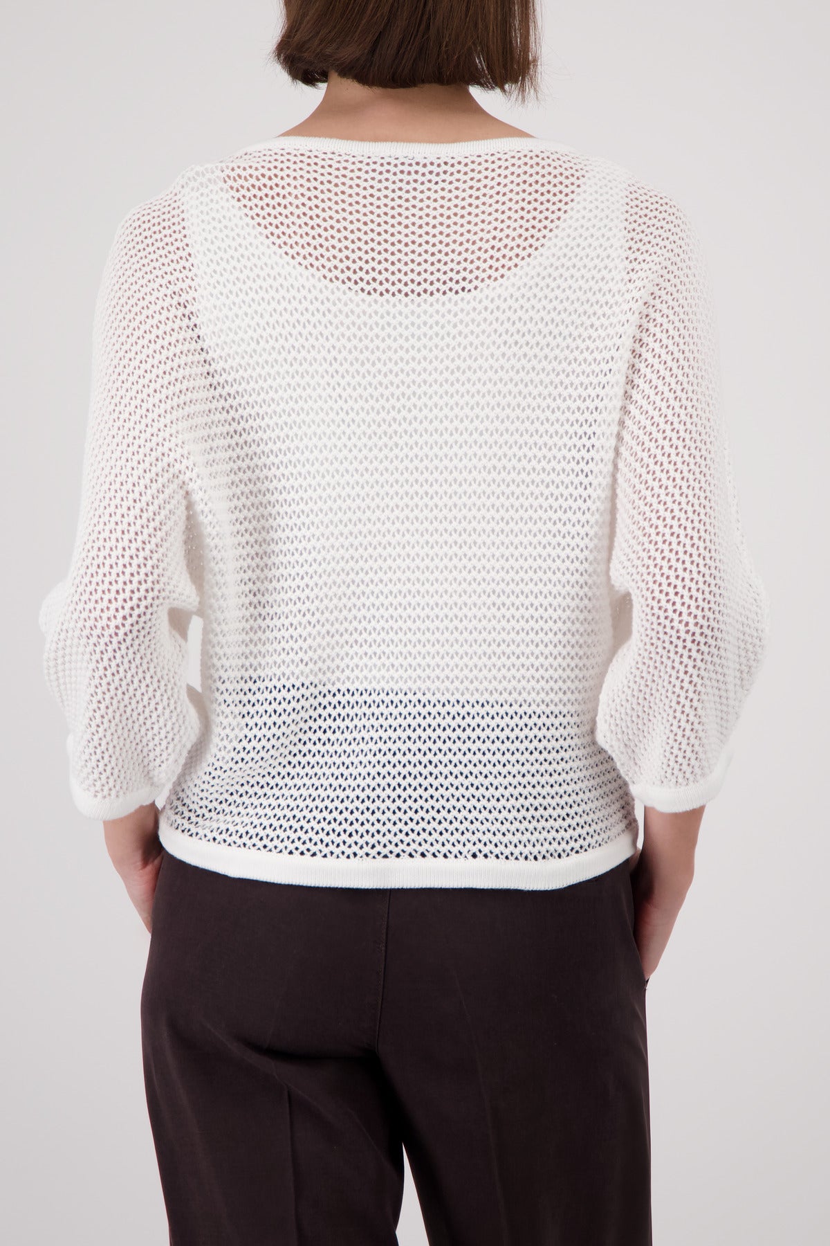 White Crochet Knit Sweater - 410897