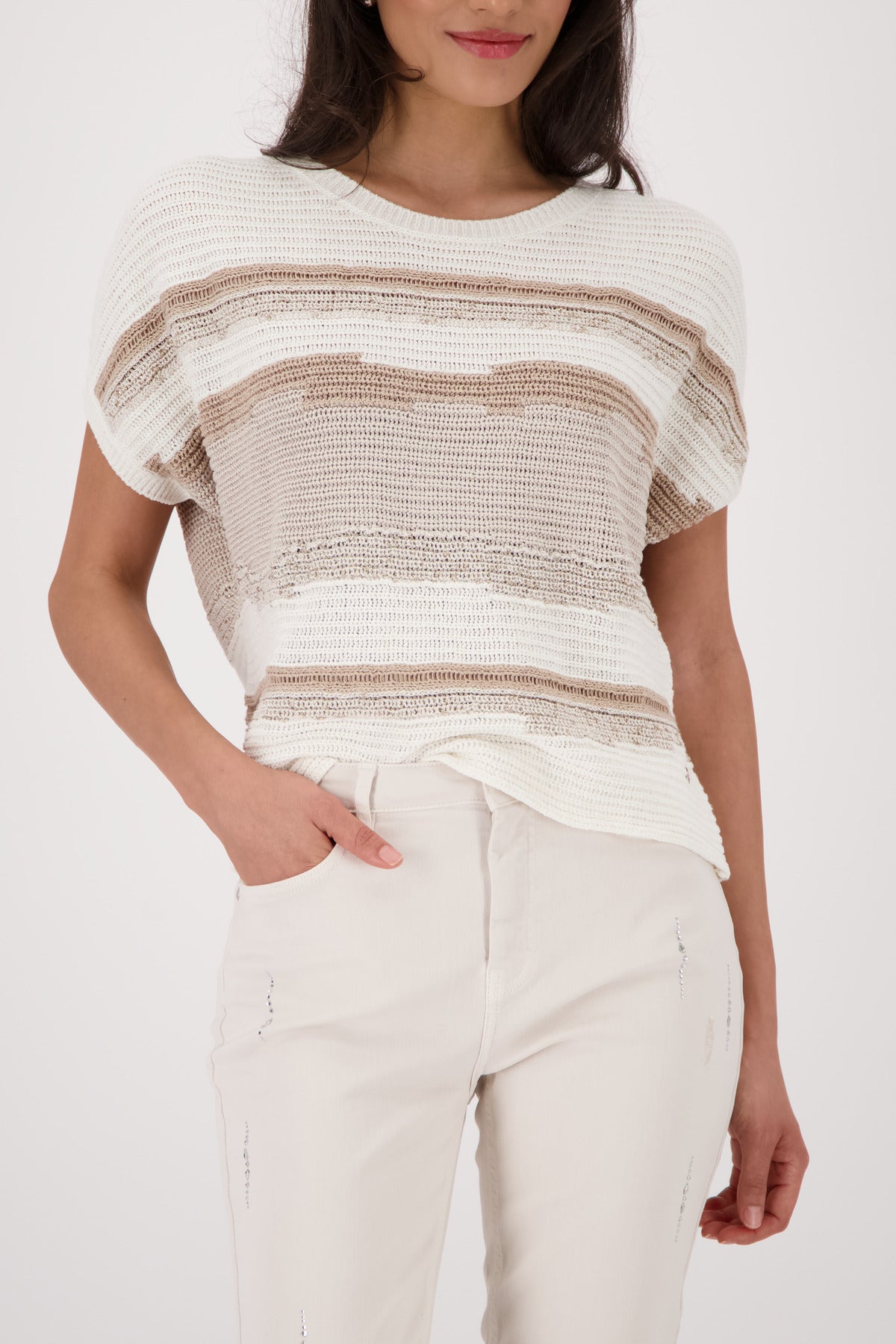 Champagne Beige Mix Stripe Top - 410442