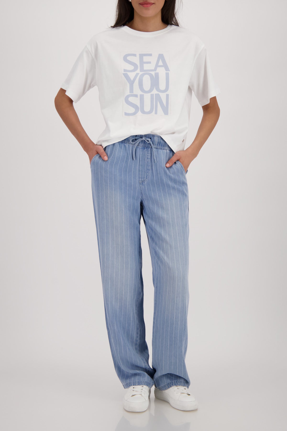 Blue Lyocell Wide Leg Trousers - 410954