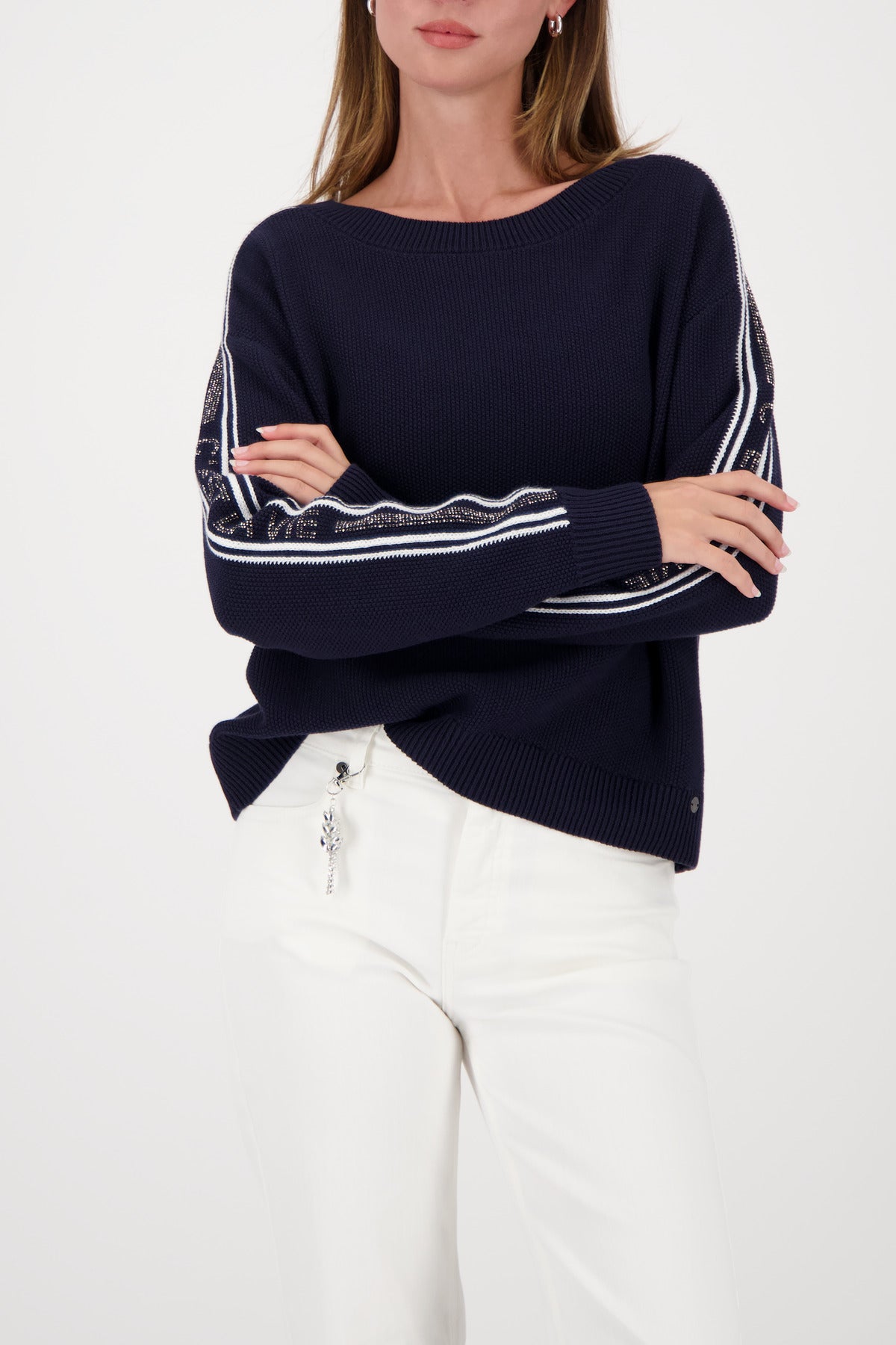 Marine Embellished Stripe Sweater - 410385
