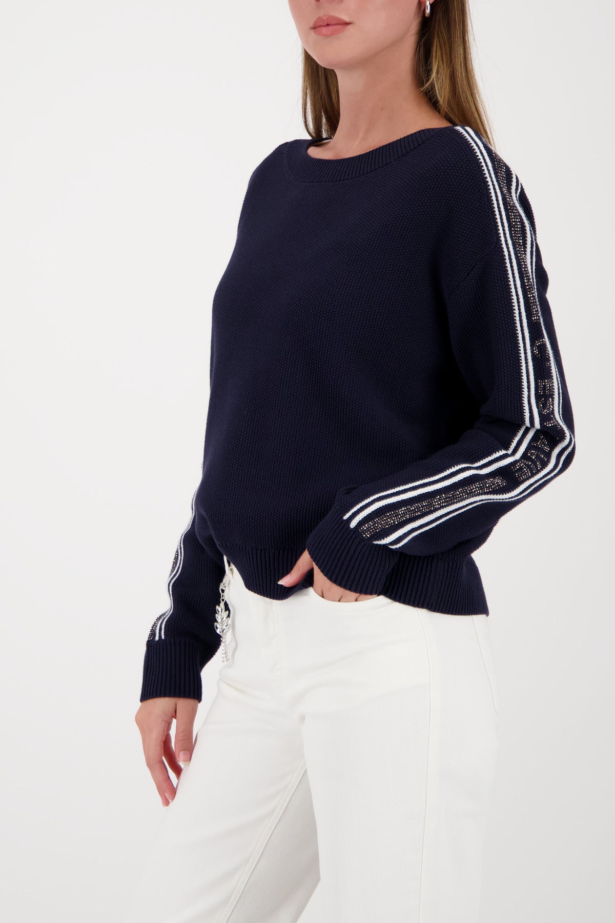 Marine Embellished Stripe Sweater - 410385