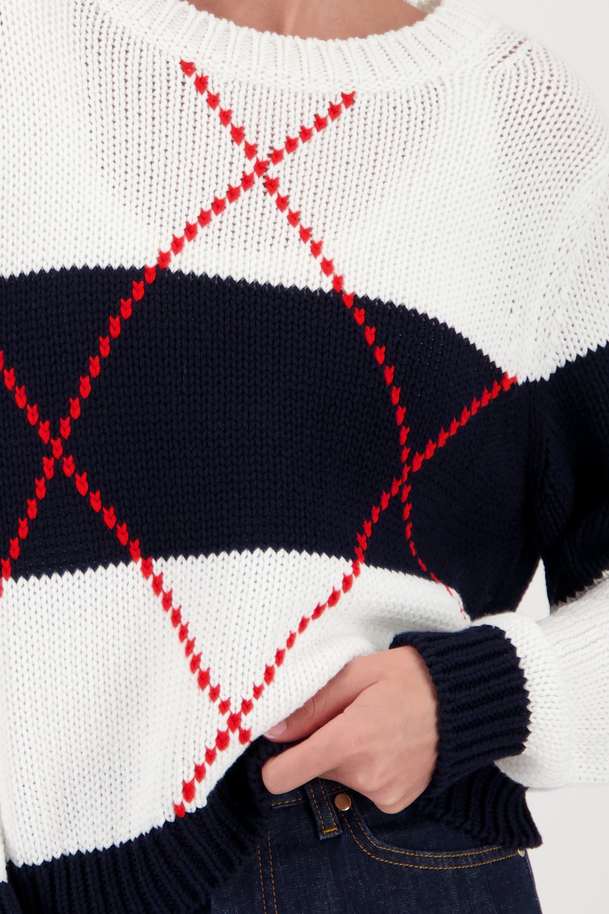 Marine Diamond Stripe Sweater - 410218