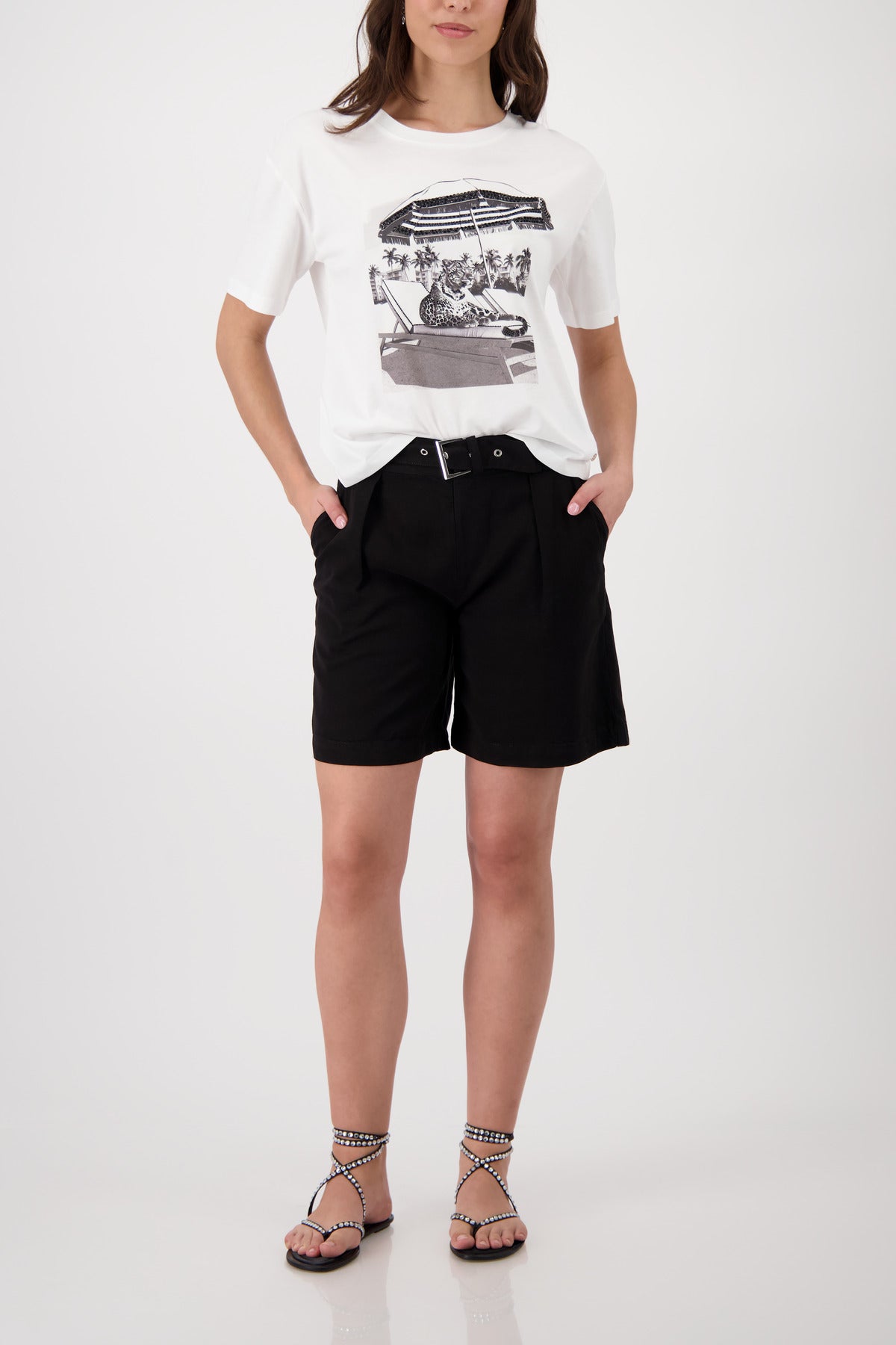 Black Linen Blend Shorts - 410663